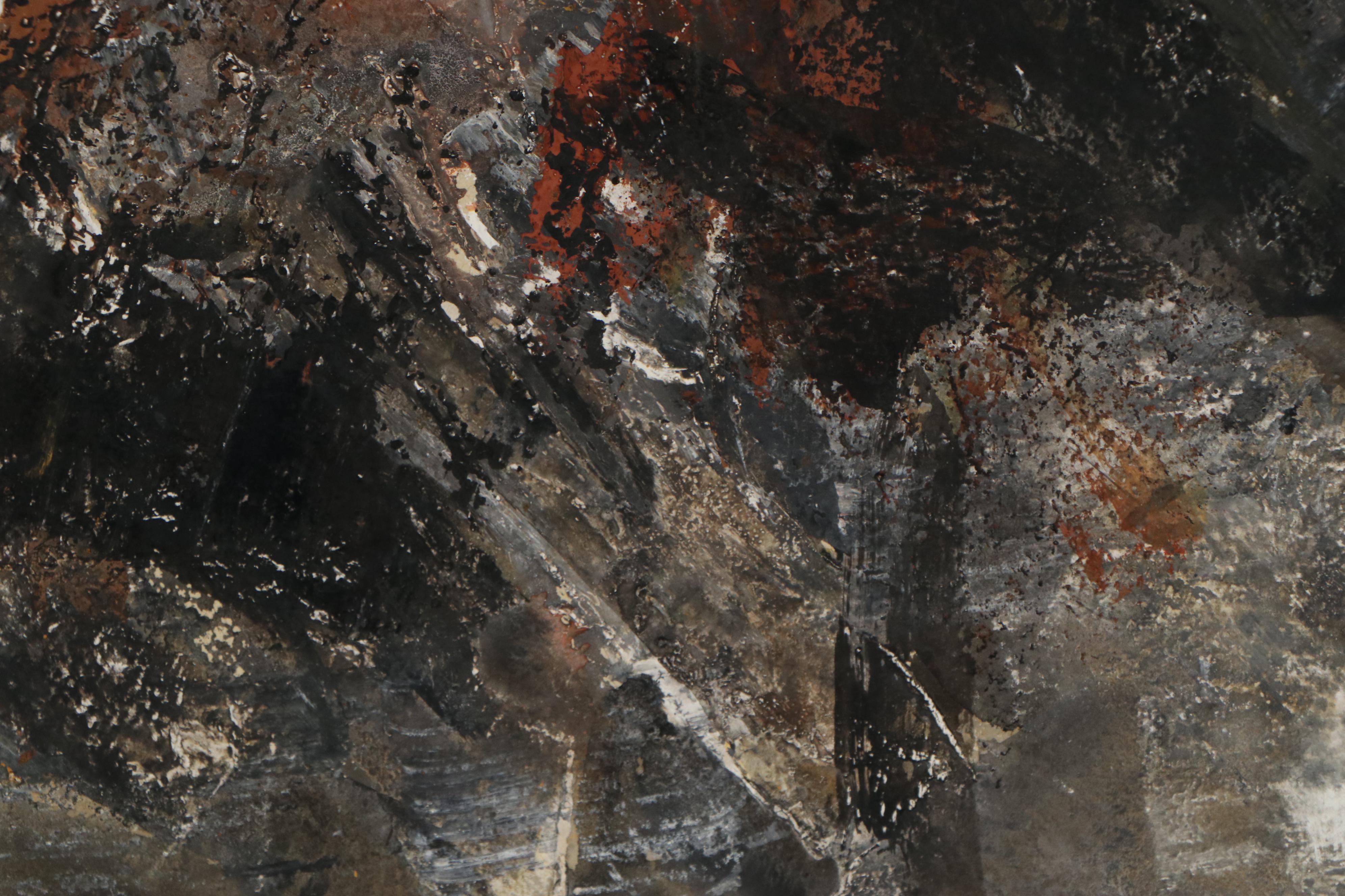 Allen Kubach Abstract Mixed Media Painting, Late 20th century