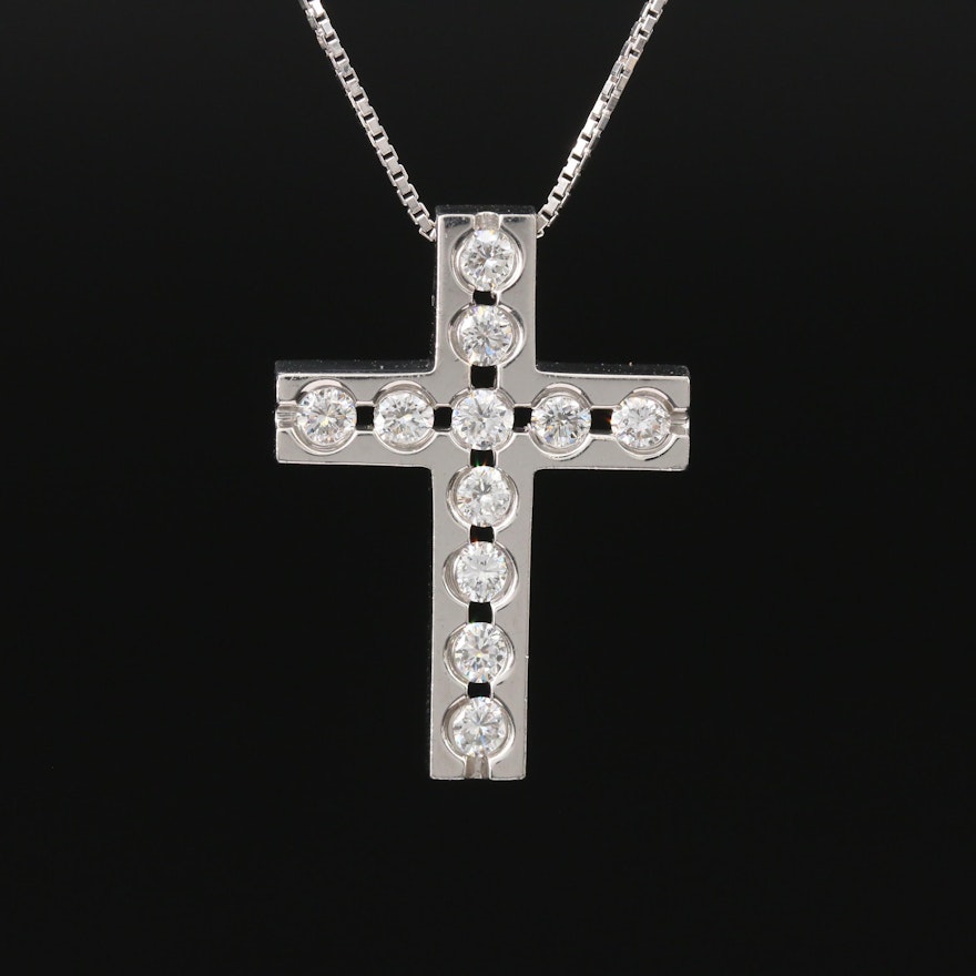 Platinum Diamond Cross Pendant Necklace