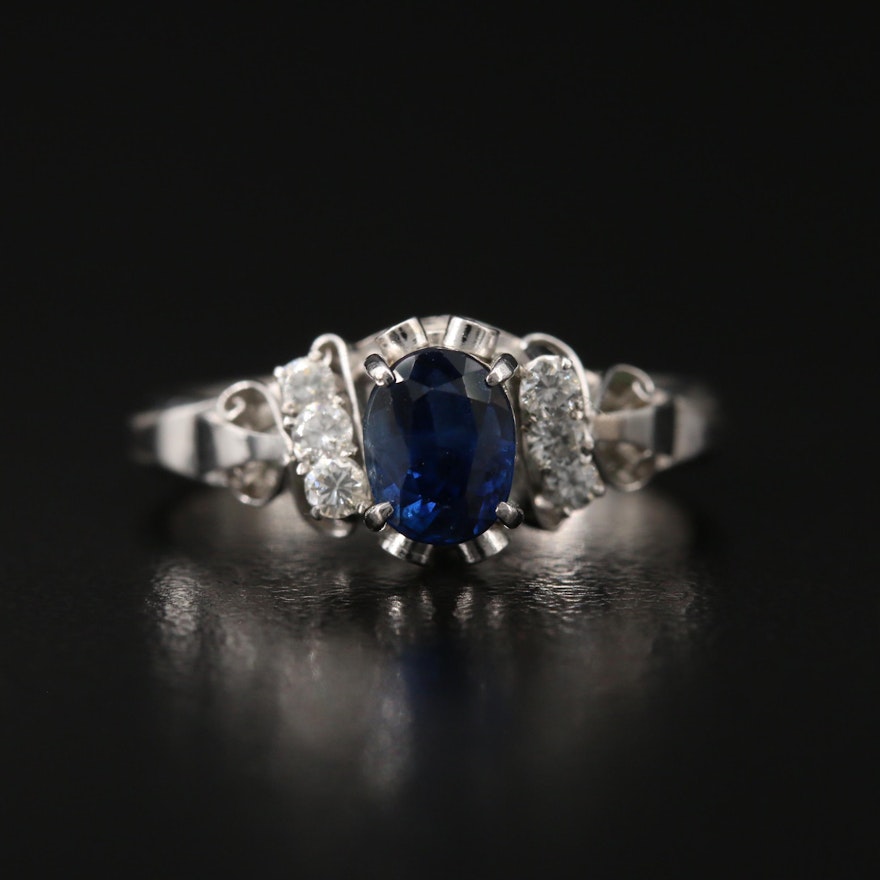 Platinum Sapphire and Diamond Ring