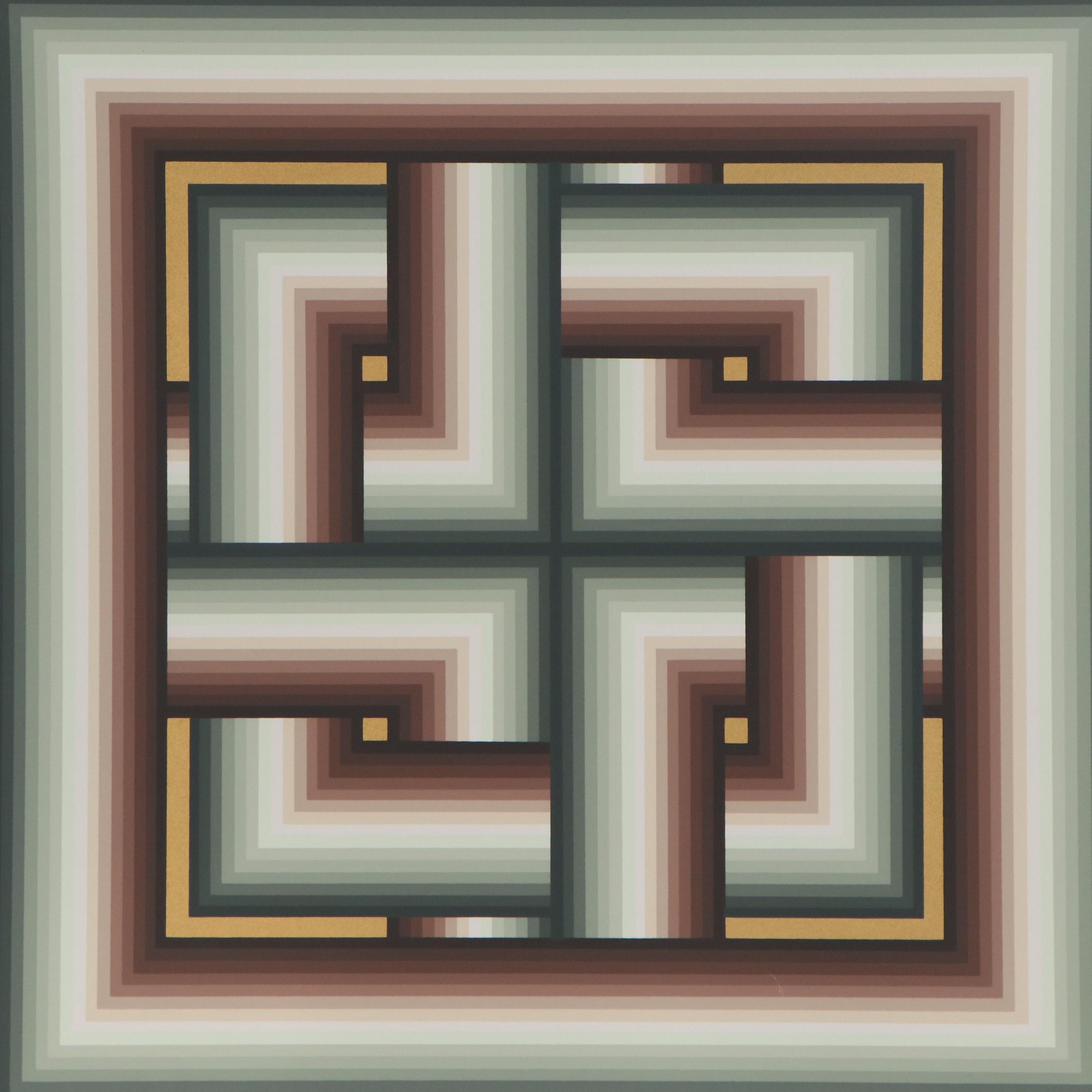 Jurgen Peters Op Art Serigraph "Interchange," 1980