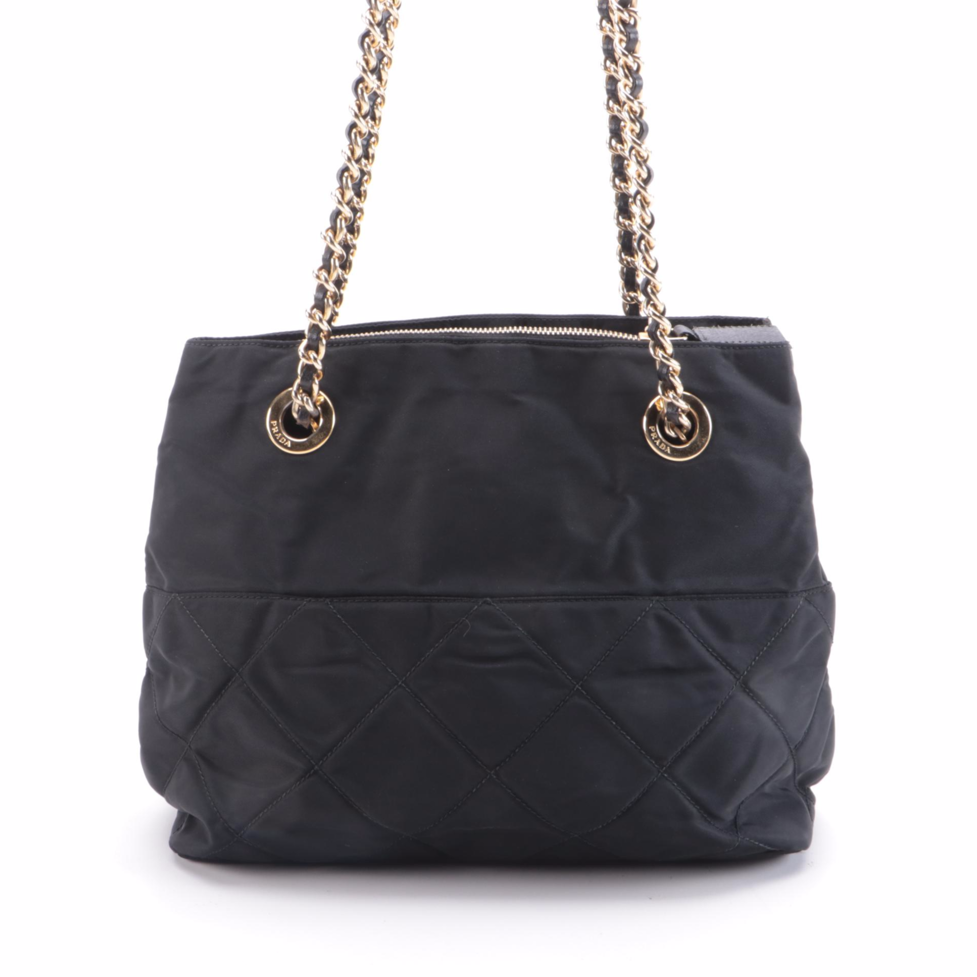 Prada Quilted Tessuto Shoulder Bag in Black Nylon and Leather