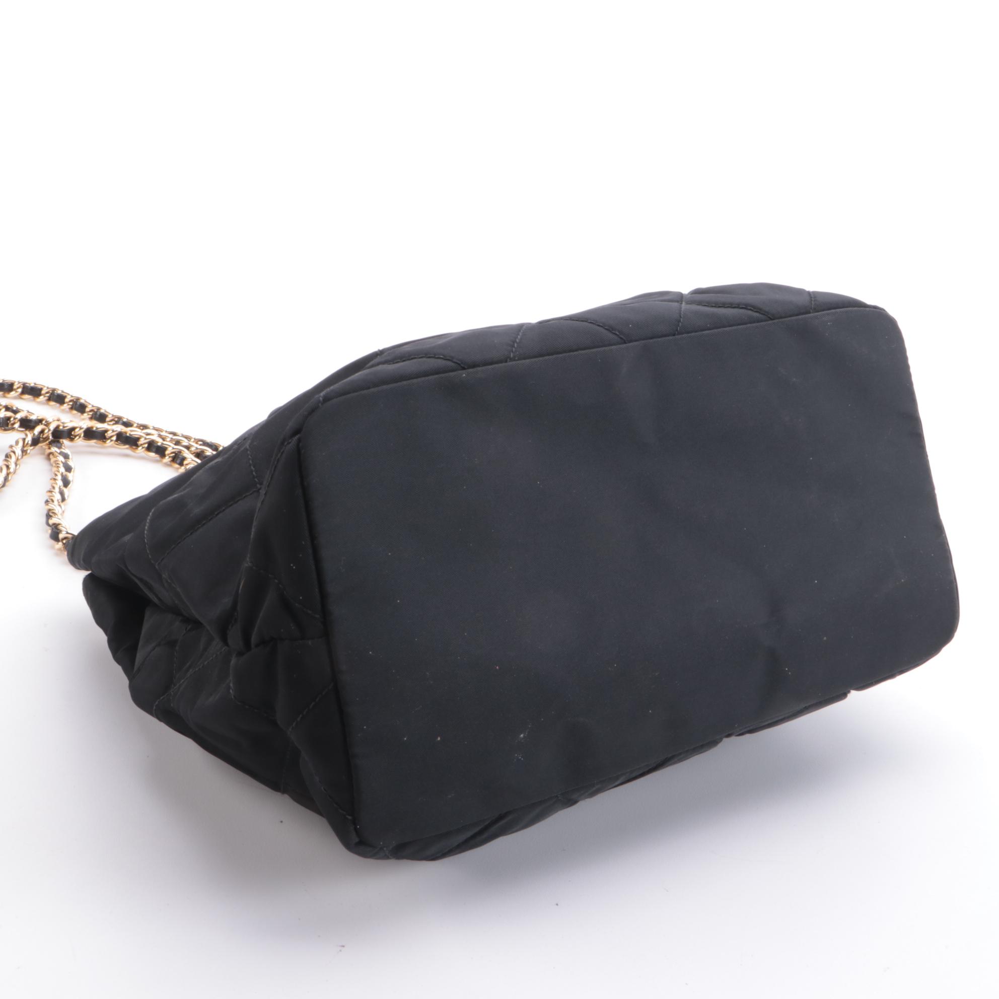 Prada Quilted Tessuto Shoulder Bag in Black Nylon and Leather
