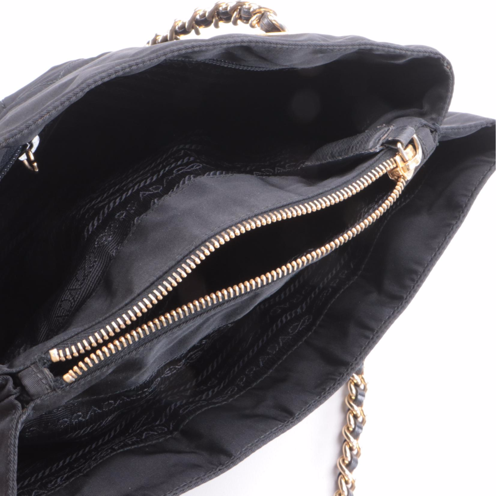 Prada Quilted Tessuto Shoulder Bag in Black Nylon and Leather