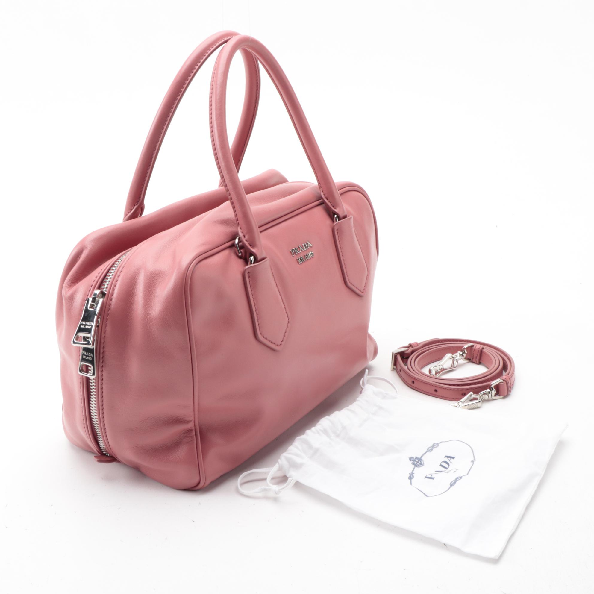 Prada Bauletto Pink Calf Leather Two-Way Top Handle Bag
