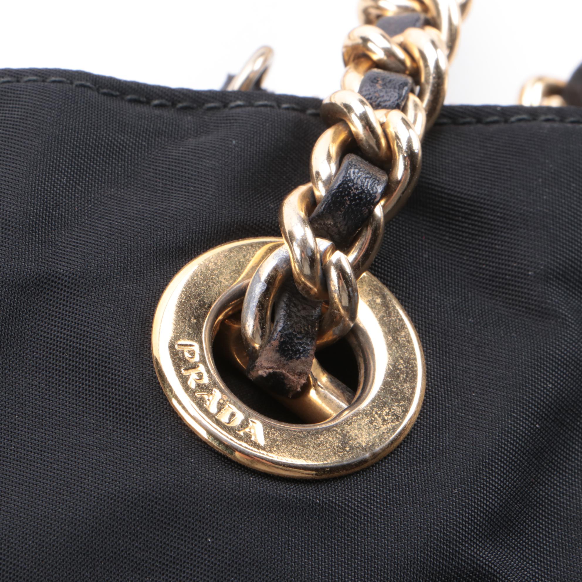 Prada Quilted Tessuto Shoulder Bag in Black Nylon and Leather