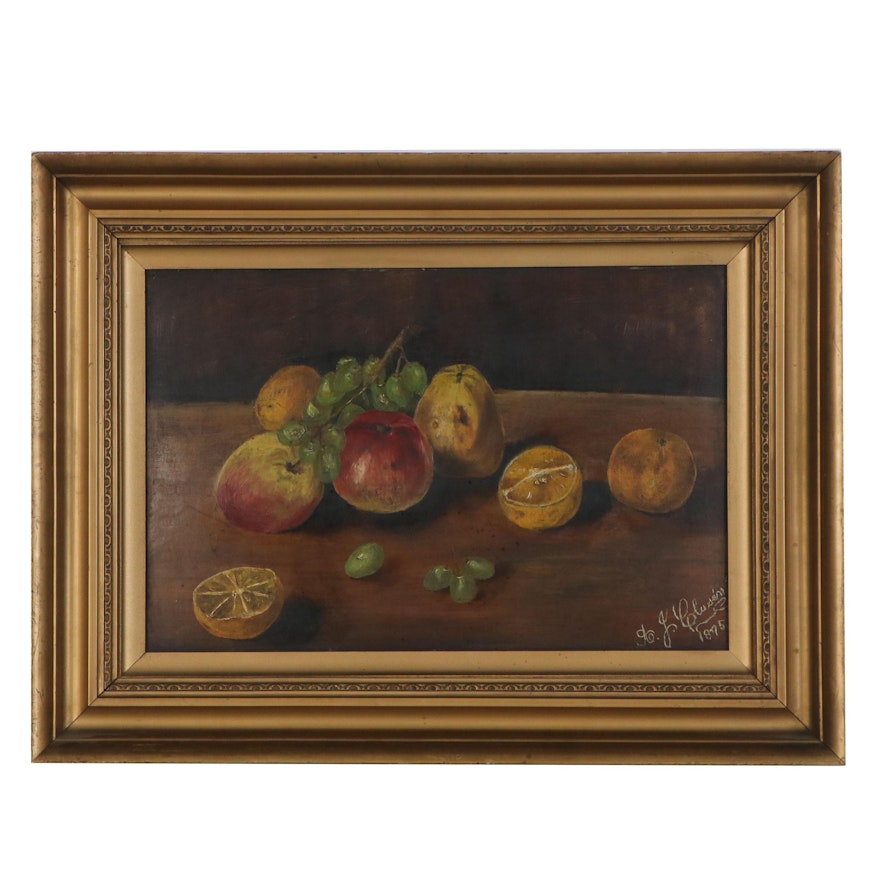 Still Life Oil Painting of Fruit, 1895