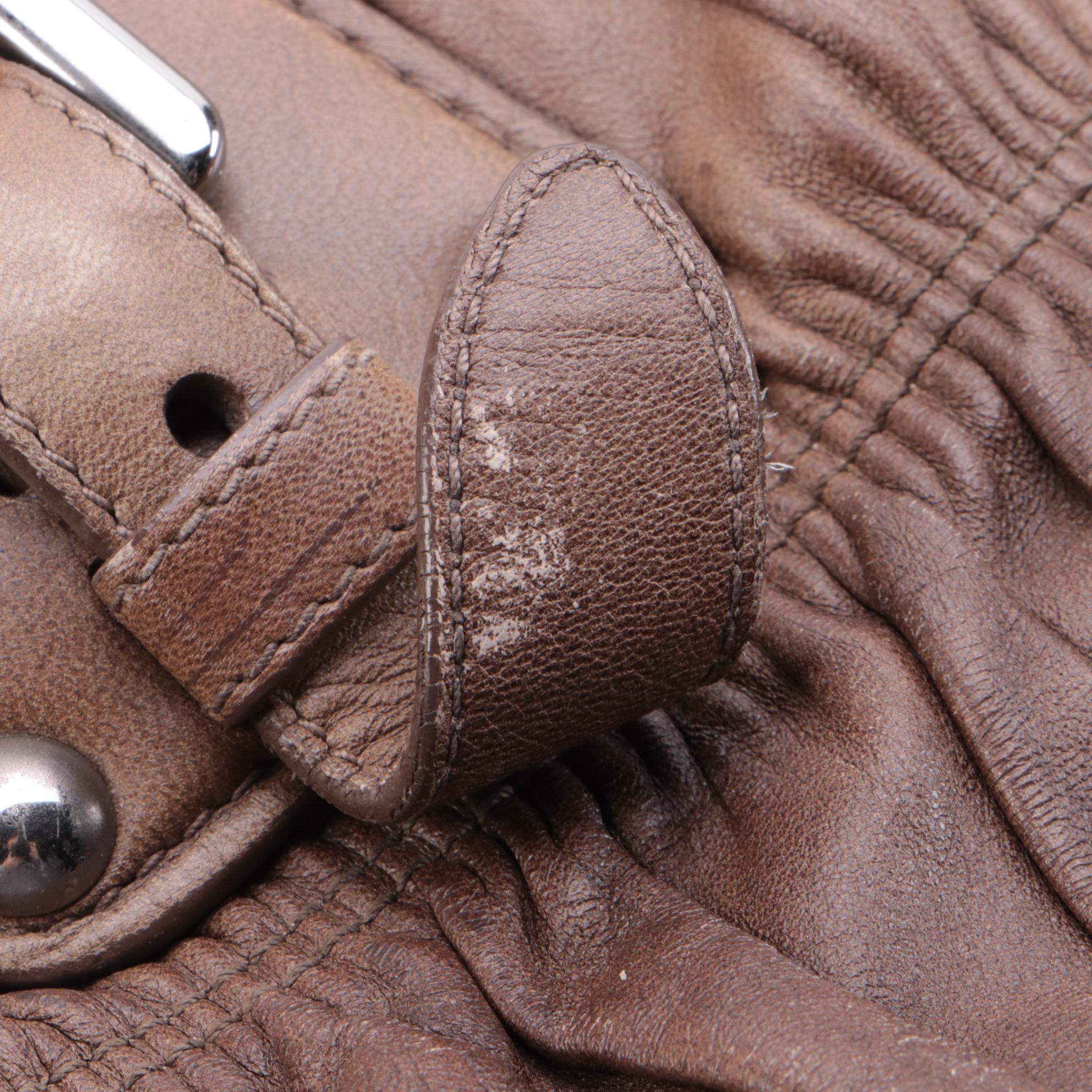 Prada Gathered Two-Way Satchel in Brown Ombre Nappa Gafre Leather