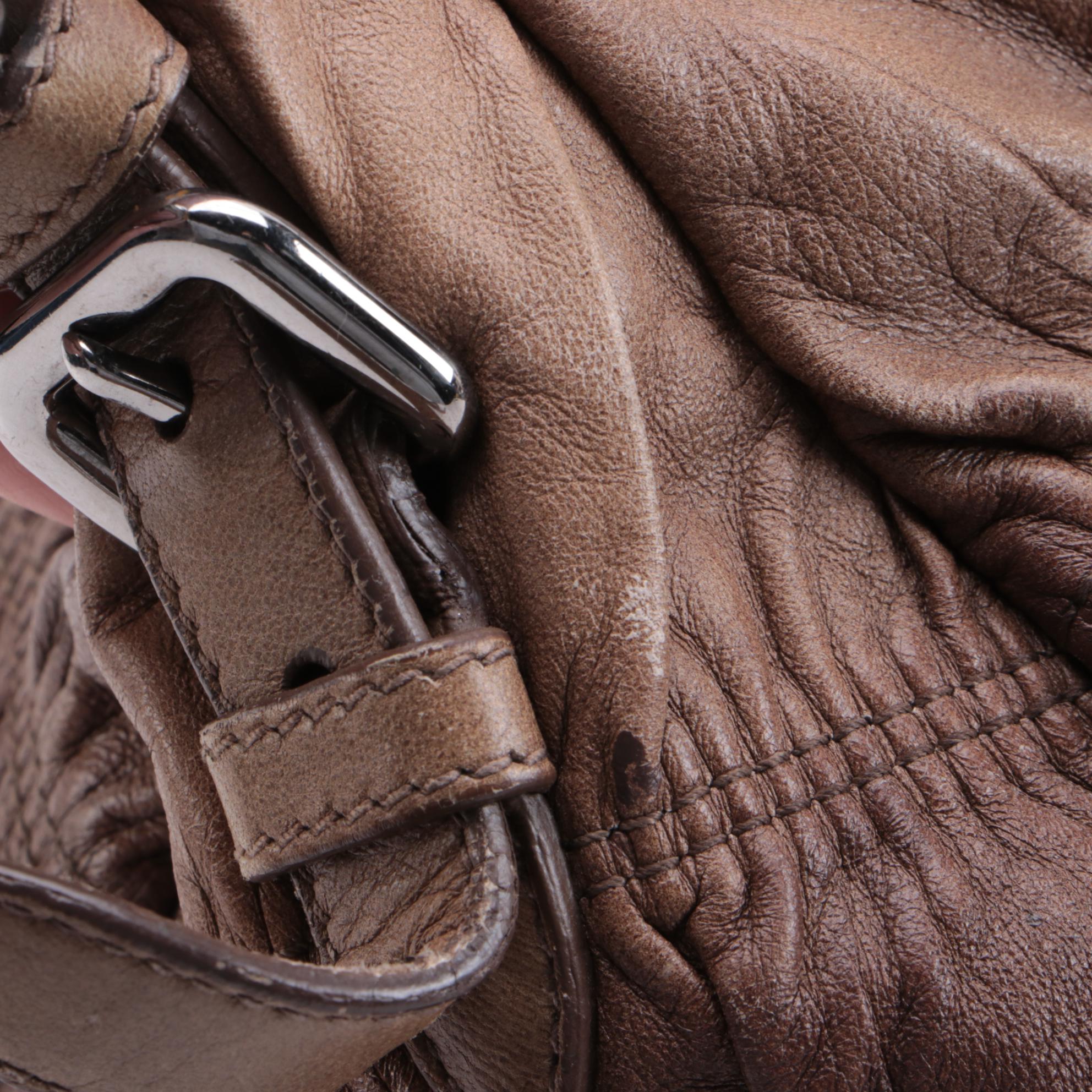 Prada Gathered Two-Way Satchel in Brown Ombre Nappa Gafre Leather