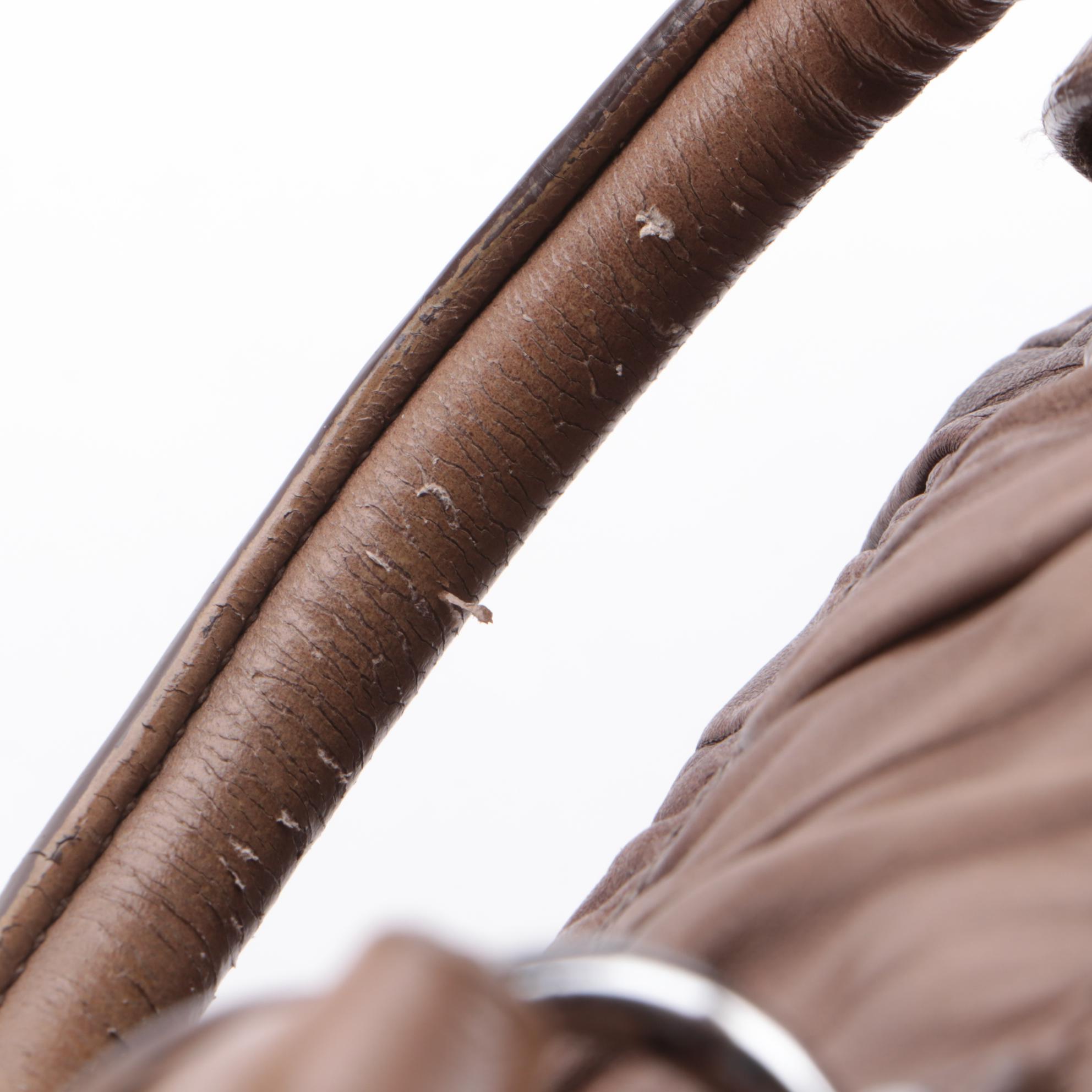 Prada Gathered Two-Way Satchel in Brown Ombre Nappa Gafre Leather