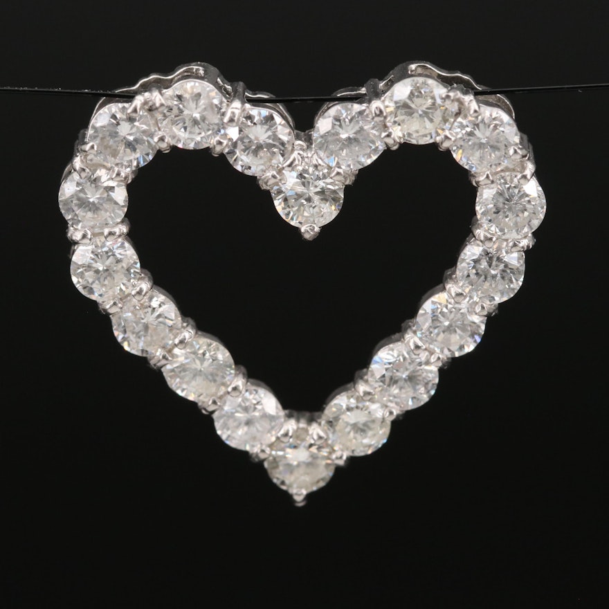 Platinum 2.10 CTW Diamond Open Heart Pendant