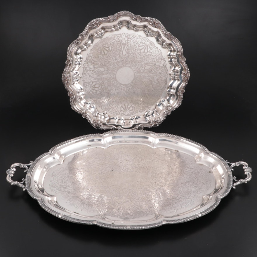 English Silver Mfg. Corp. and F. B. Rogers Chased Silver Plate Trays