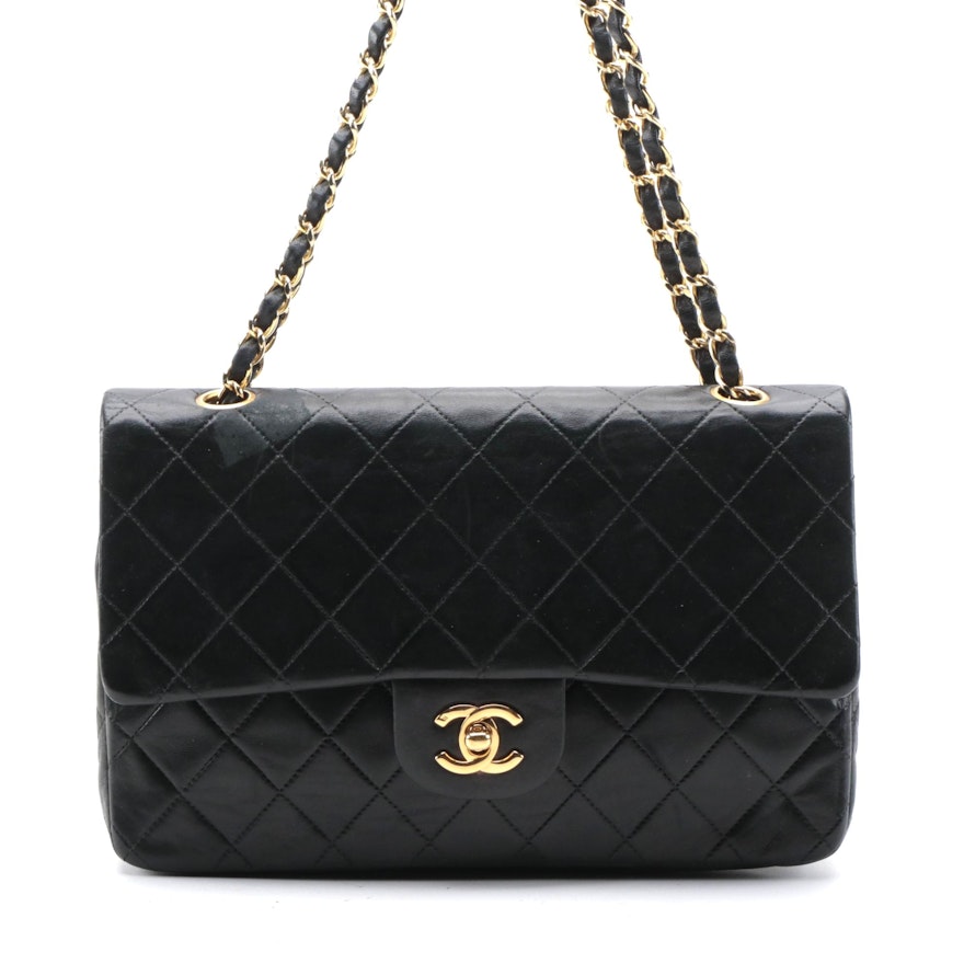 Chanel Quilted Classic Double Flap Bag in Black Leather