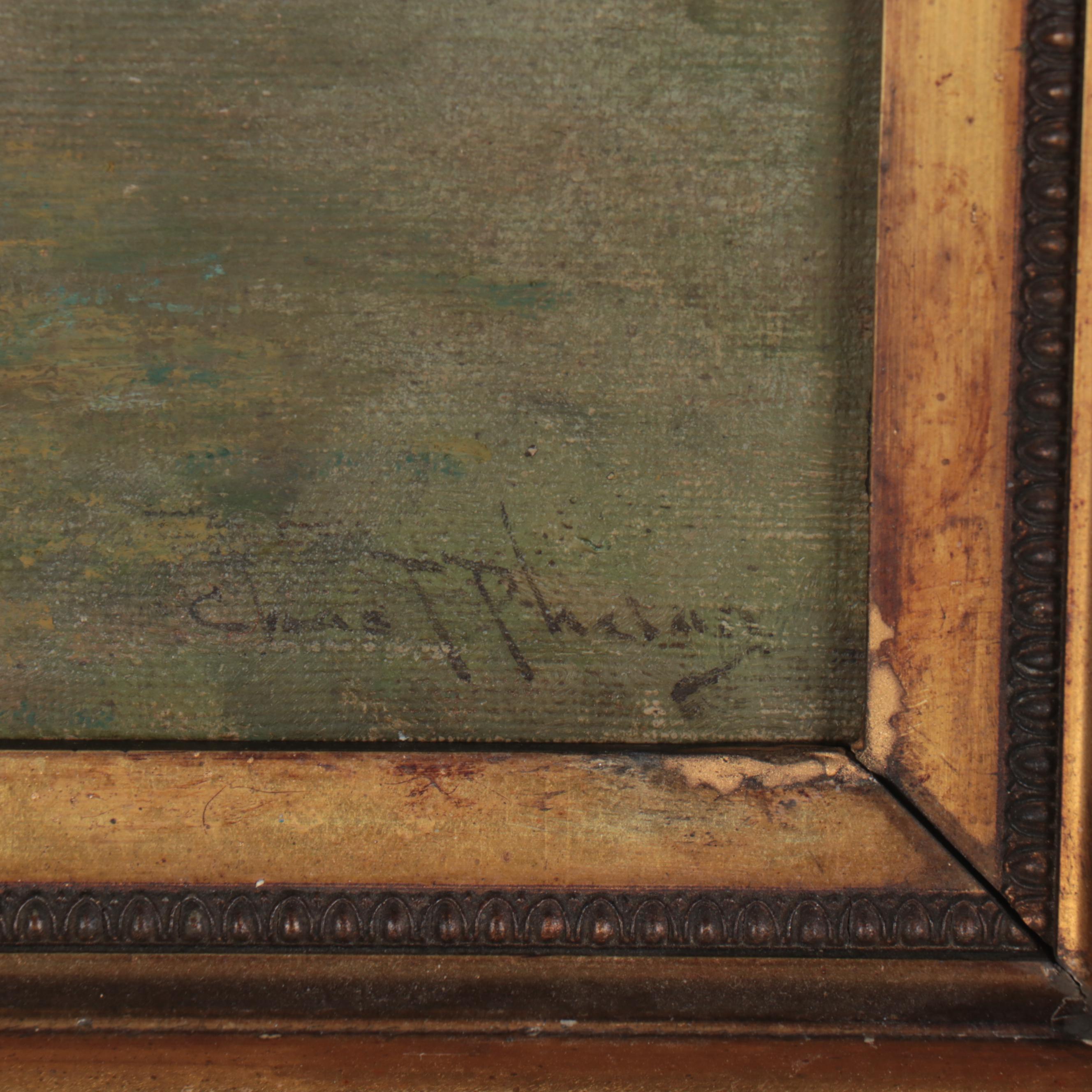 Charles T. Phelan Oil Painting of Pastoral Landscape with Sheep