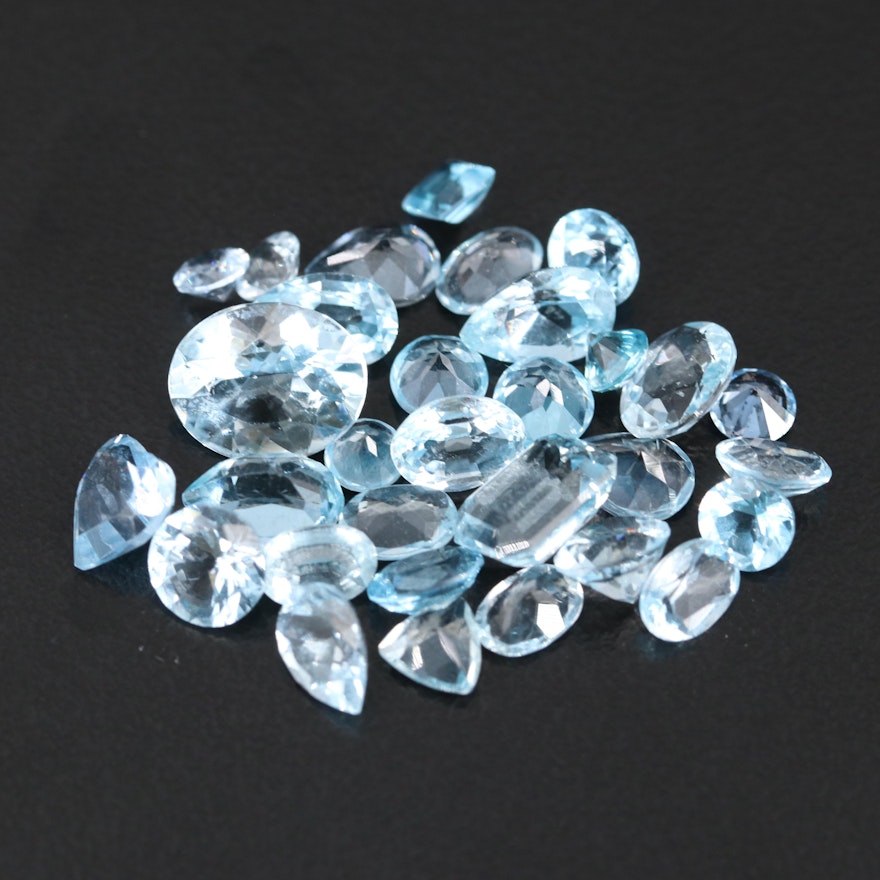 Loose 23.19 CTW Aquamarine, Topaz and Laboratory Grown Spinel and More