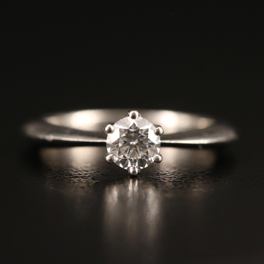 Platinum 0.31 CT Diamond Solitaire with Knife Edge Shoulders
