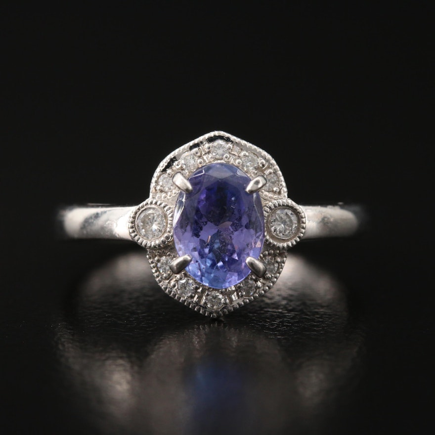 Platinum Tanzanite and Diamond Ring