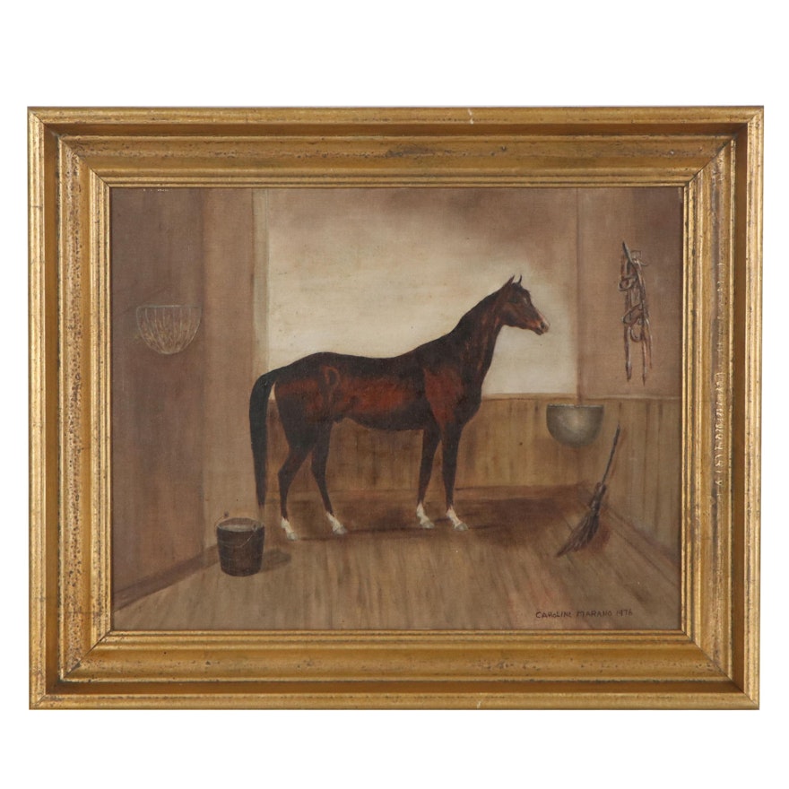 Caroline Marano Oil Portrait "Race Horse 'Lexington'," 1976