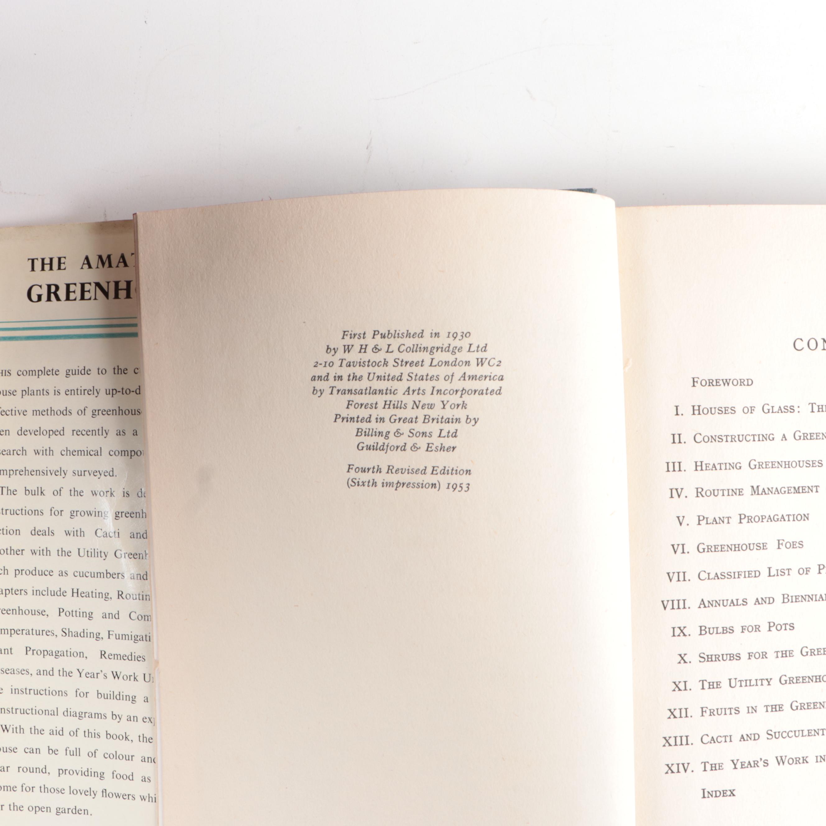 Greenhouse Growing Books Including "Greenhouse Construction" by Ravenscroft