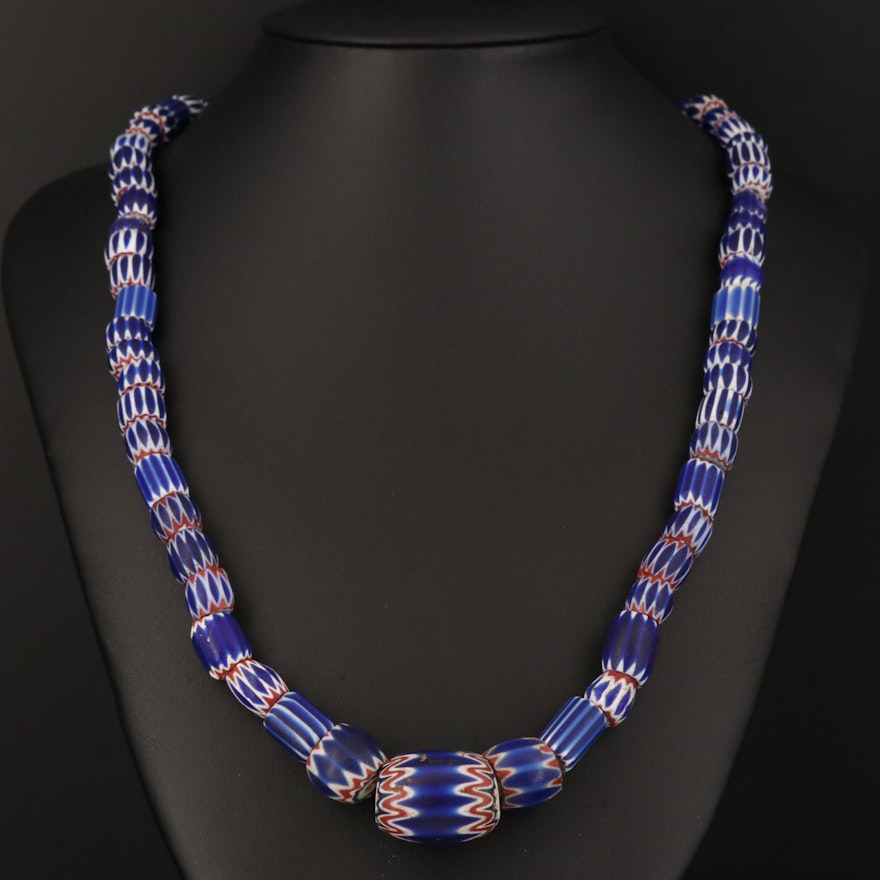 Venetian Chevron Trade Bead Necklace