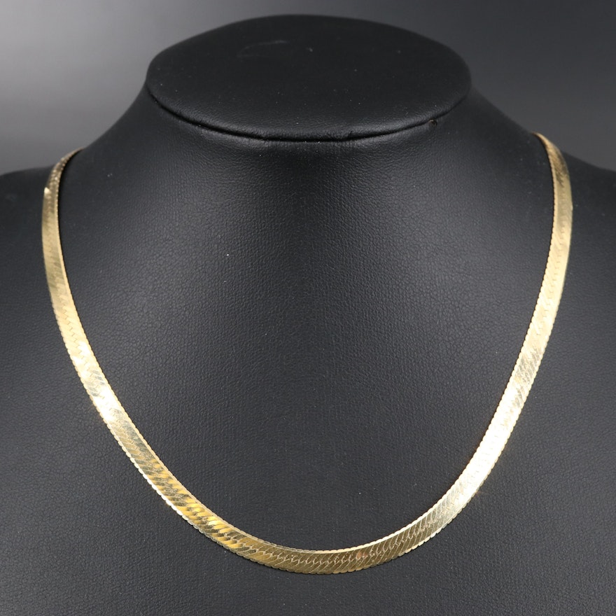 14K Herringbone Necklace