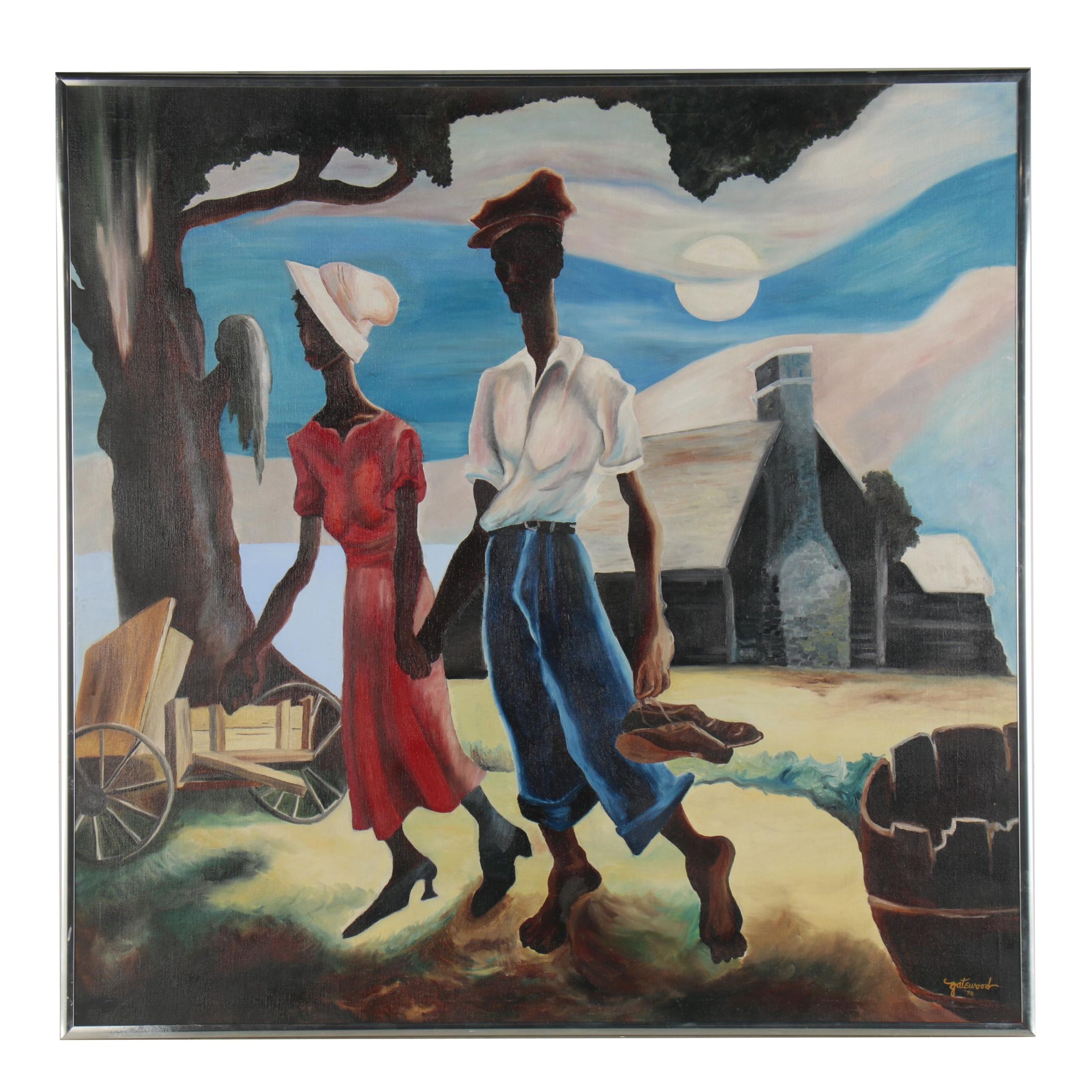 Alice Gatewood Waddell Oil Painting after Thomas Hart Benton