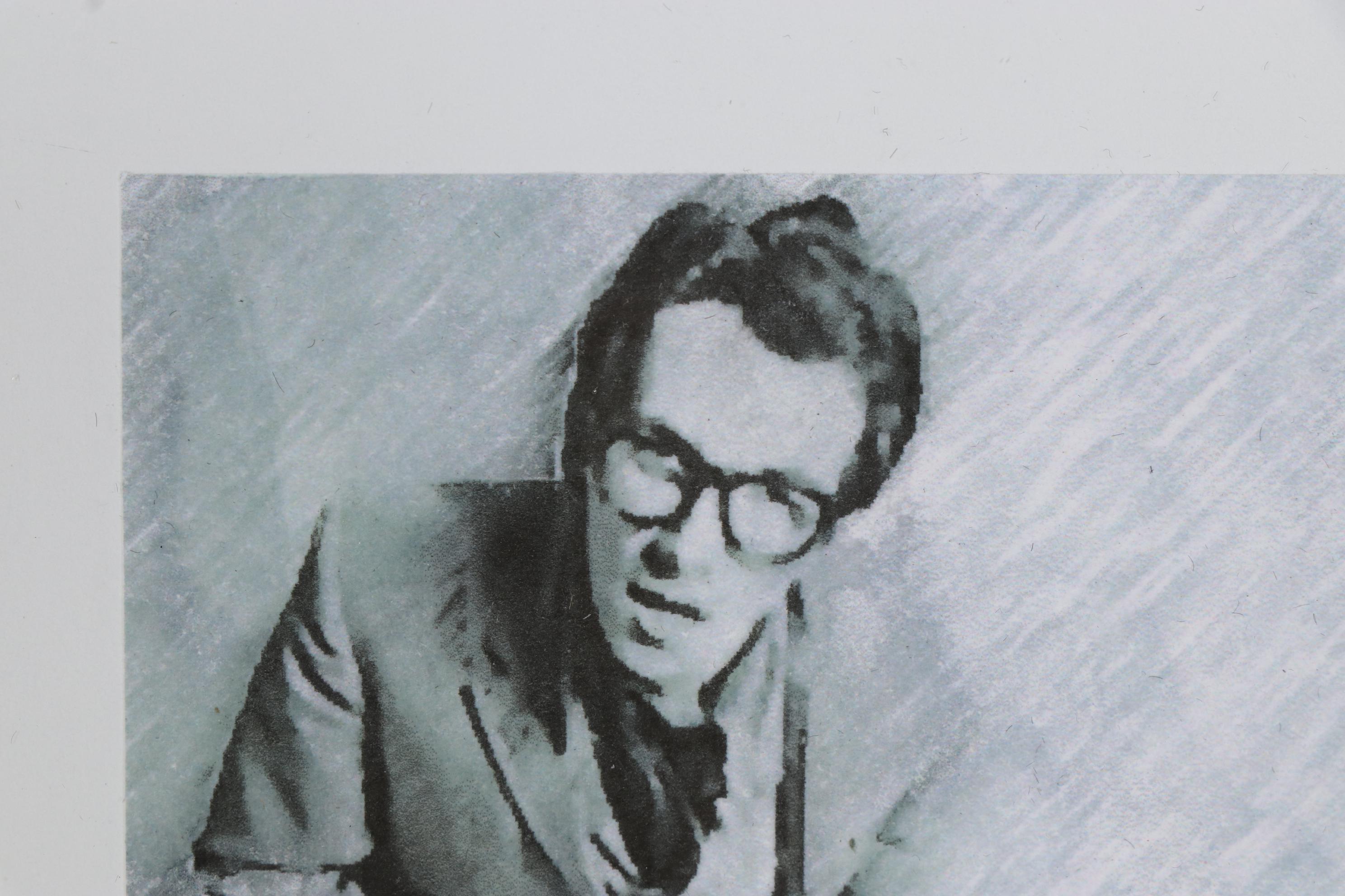 Chuckles Rzeppa Watercolor Painting Over Giclée "Elvis Costello," 2021