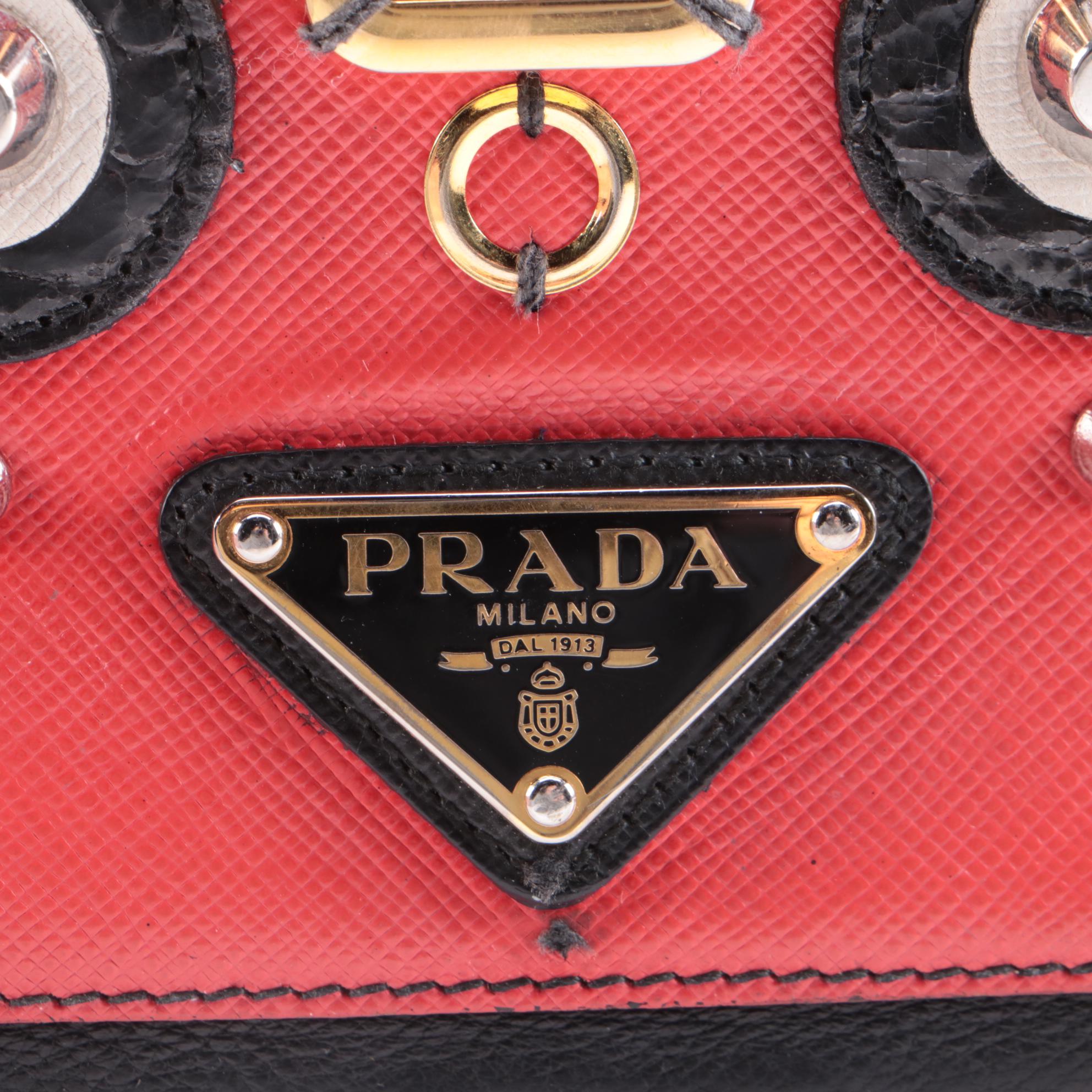 Prada Robot Flap Mixed Media Leather Shoulder Bag
