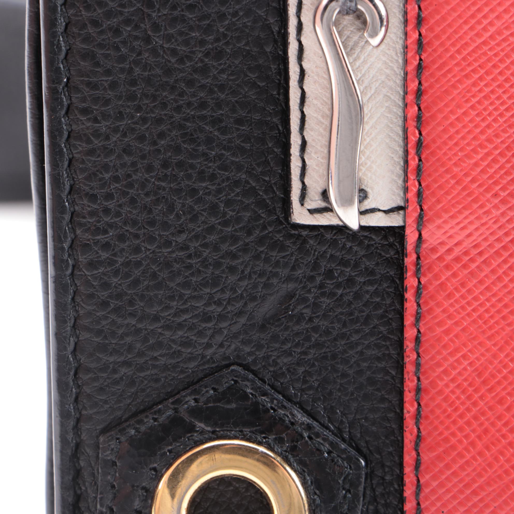 Prada Robot Flap Mixed Media Leather Shoulder Bag