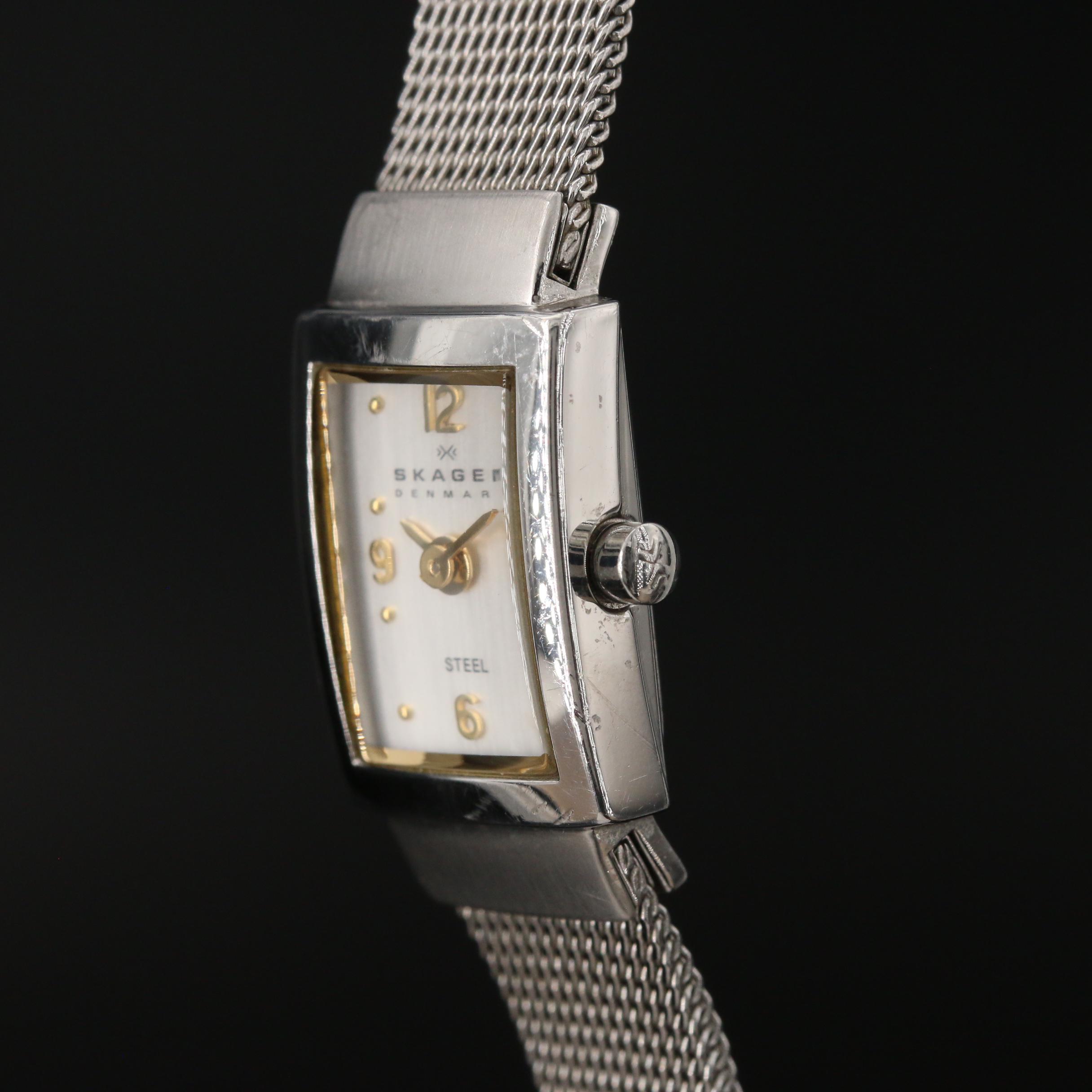 Skagen Tank Style Stainless Steel Quartz Watch