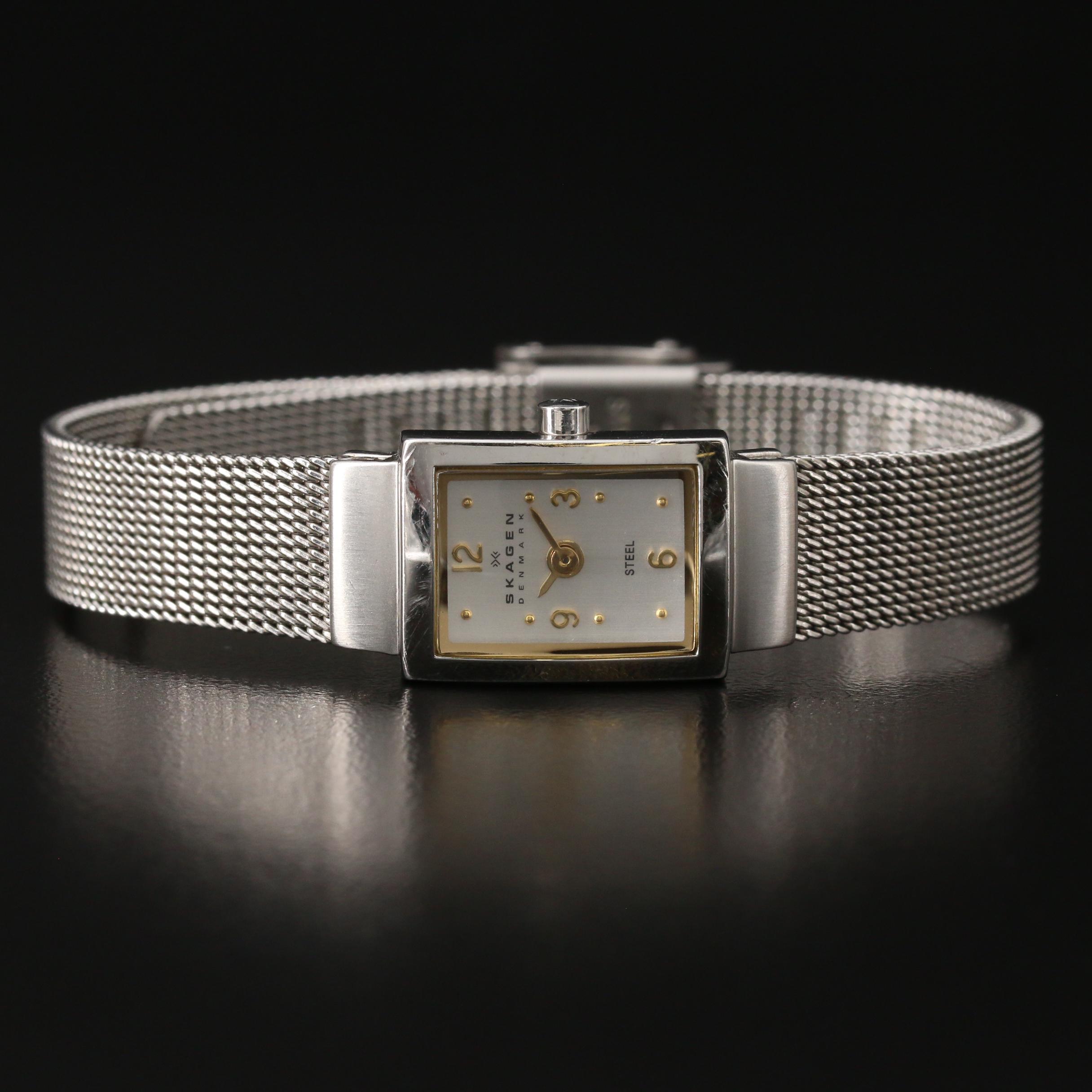 Skagen Tank Style Stainless Steel Quartz Watch