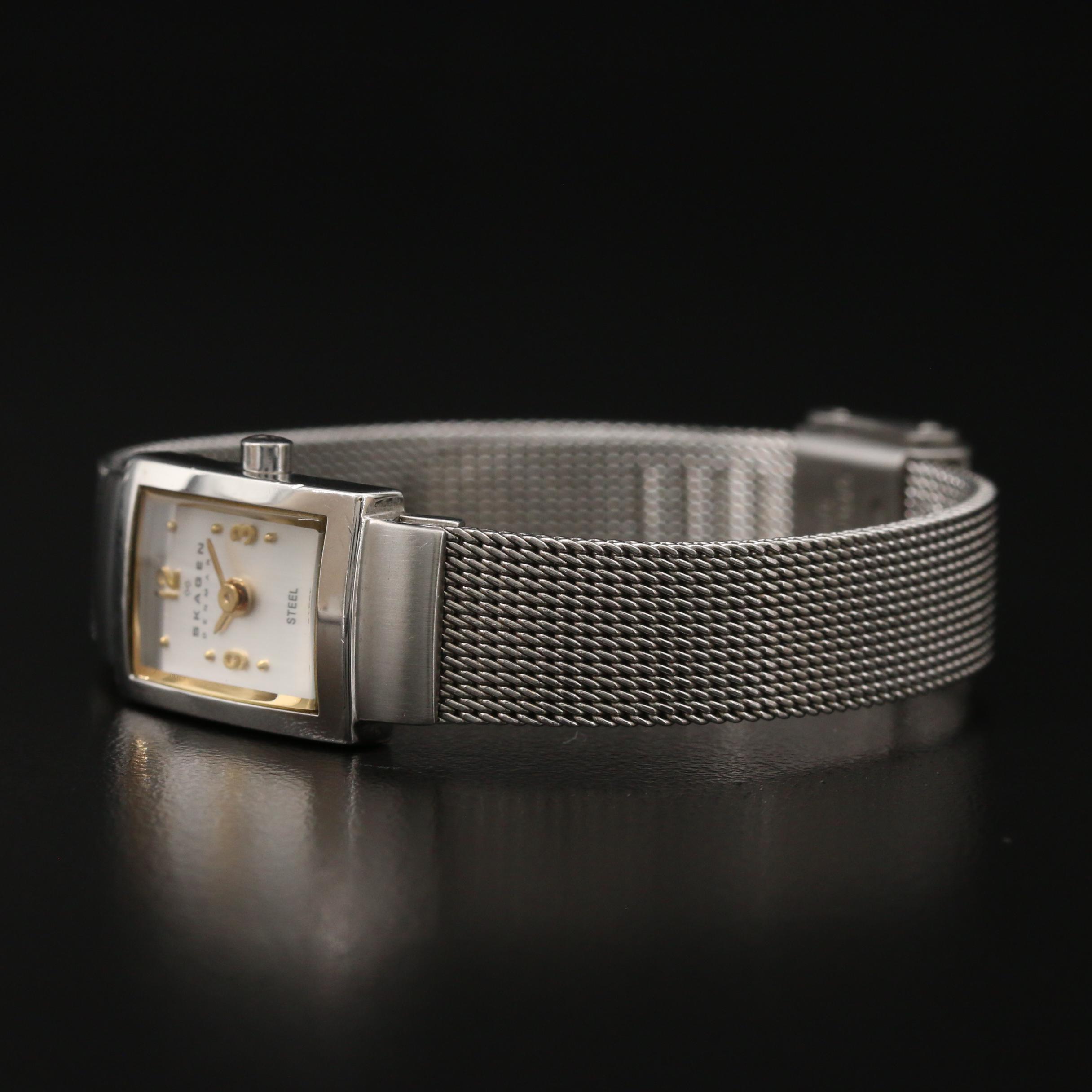 Skagen Tank Style Stainless Steel Quartz Watch