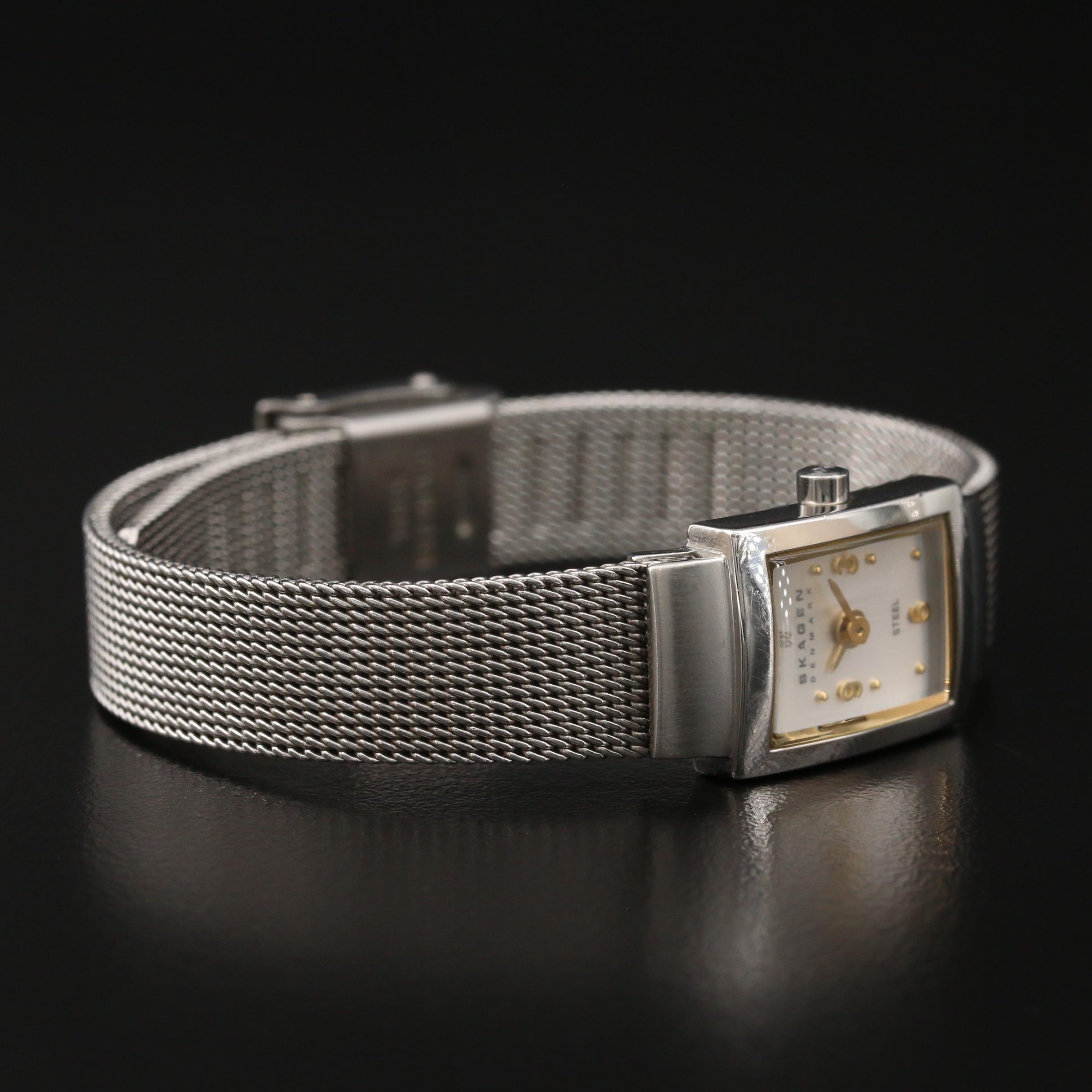 Skagen Tank Style Stainless Steel Quartz Watch