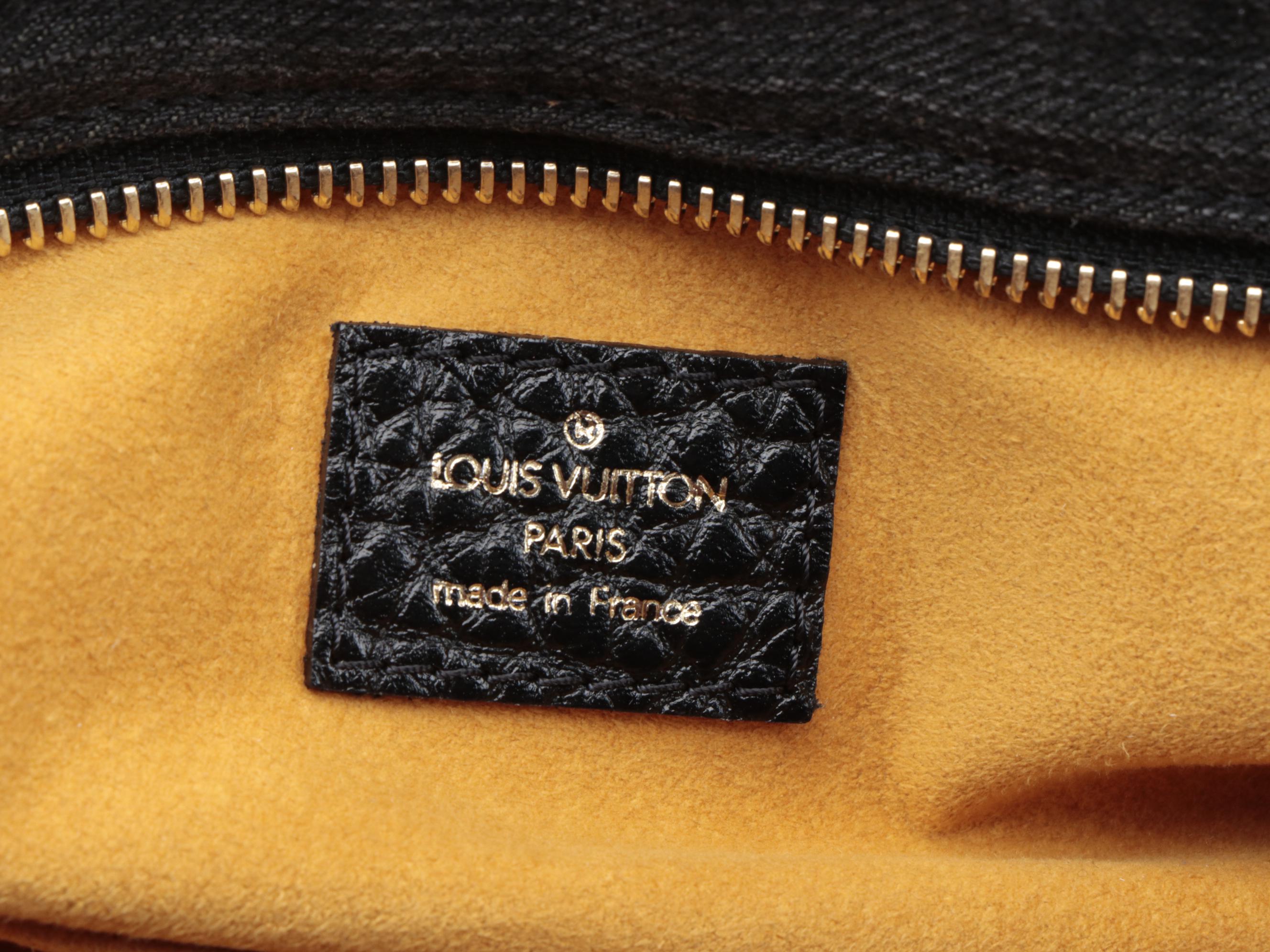 Louis Vuitton Neo Cabby MM Bag in Black Monogram Denim with Leather Trim