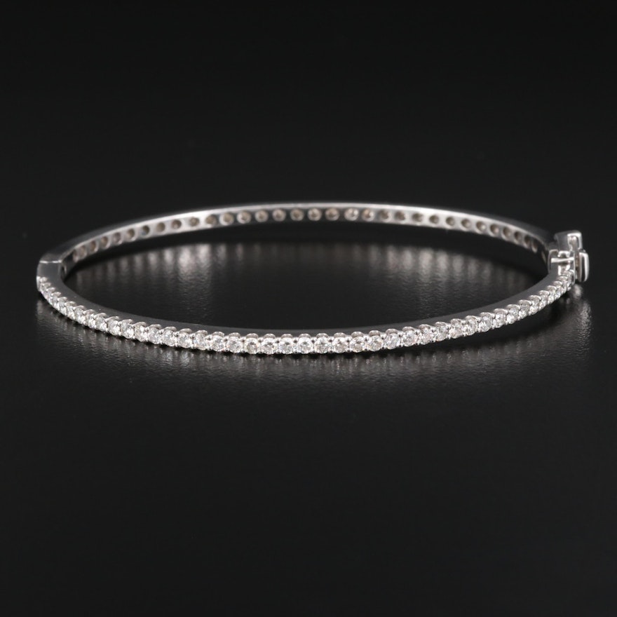 14K Oval 1.25 CTW Diamond Hinged Bangle