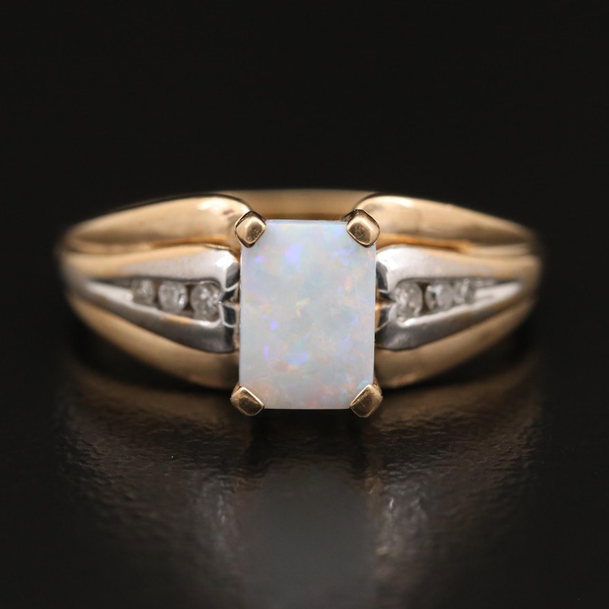 10K Opal and Diamond Ring