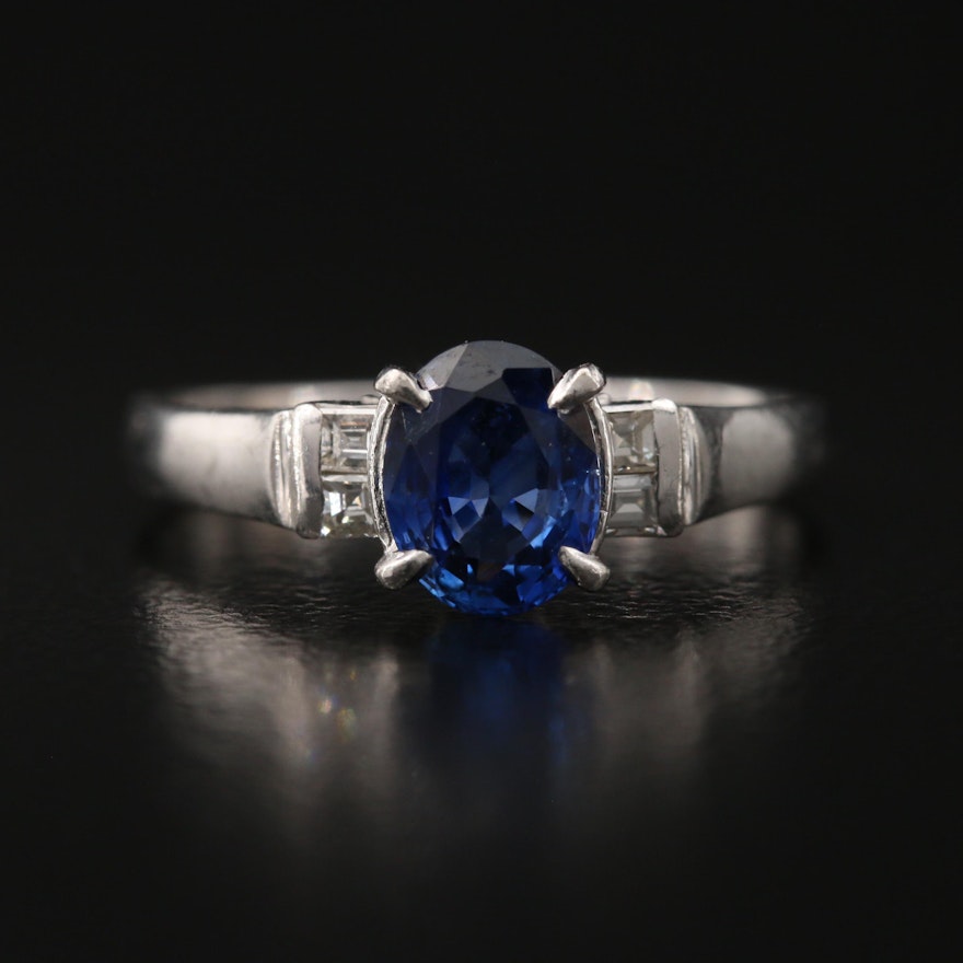 Platinum Sapphire and Diamond Ring