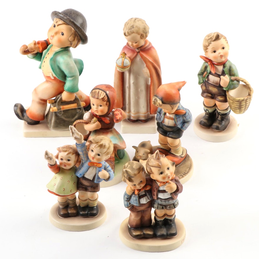 Goebel "Merry Wanderer" with Other Porcelain Hummel Figurines