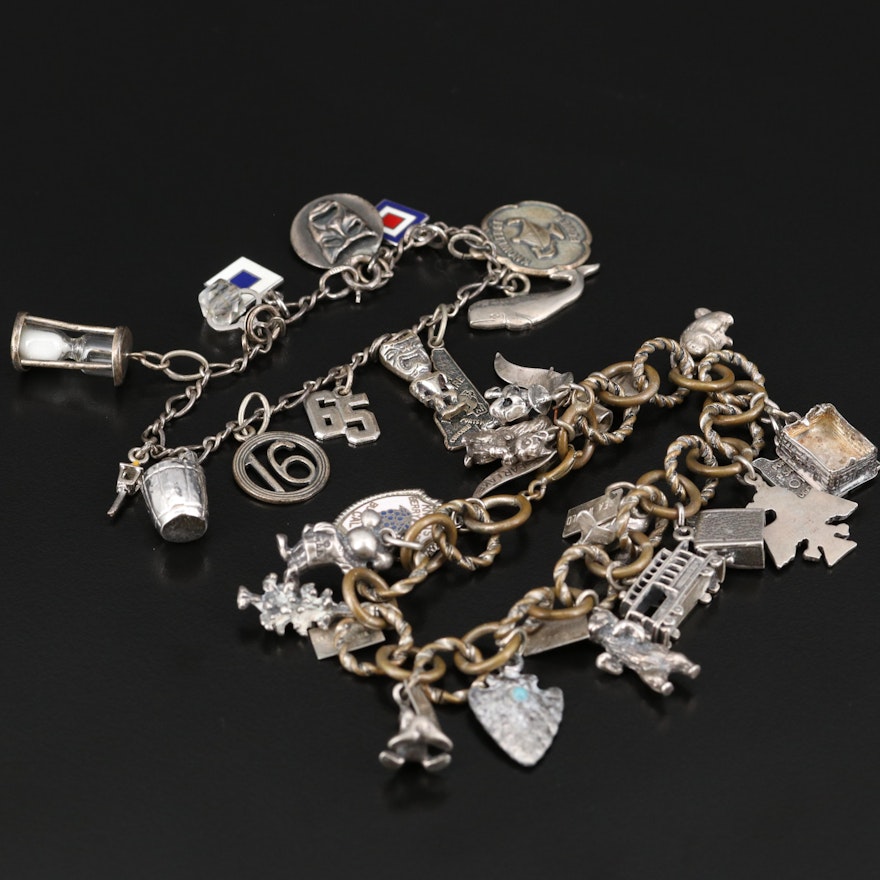 Vintage Charm Bracelets Featuring Sterling and Disney