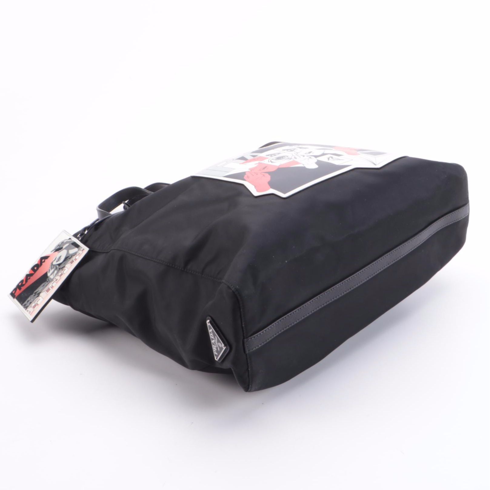 Prada Comic Print Saffiano and Nylon Tessuto Shopper Tote