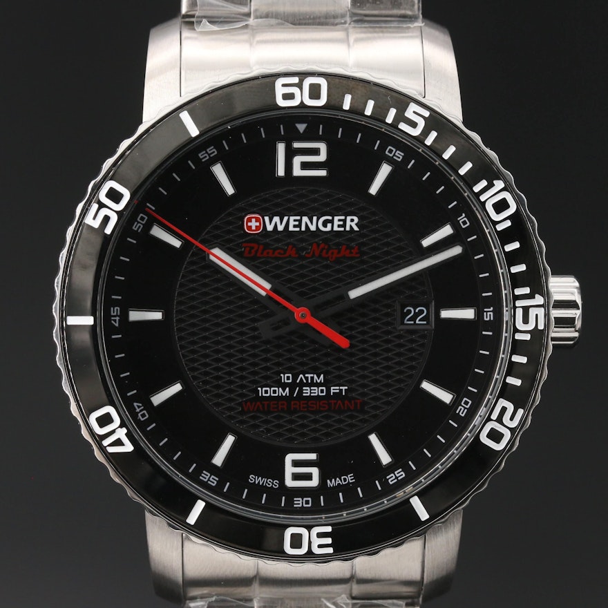 Wenger "Roadster Black Night" Stainless Steel Quartz Wristwatch