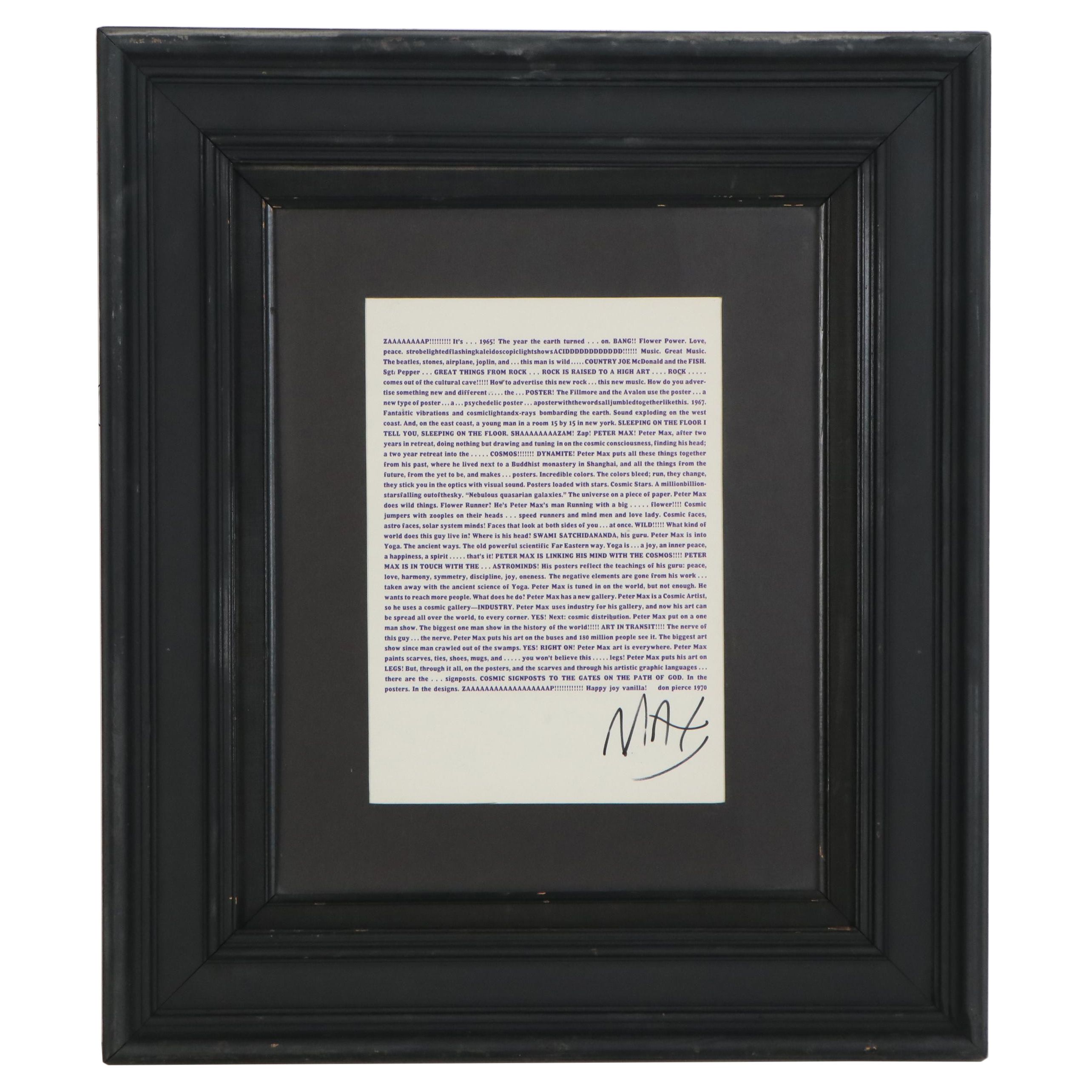 Peter Max Script Lithograph, 1970