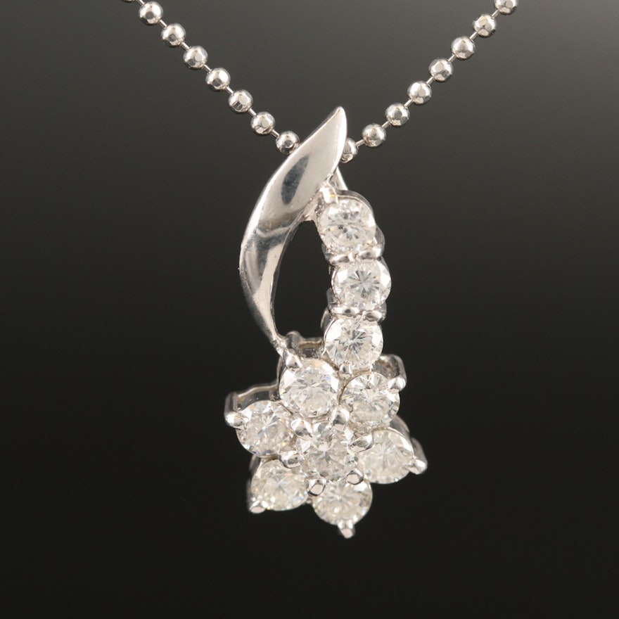 Platinum 1.00 CTW Diamond Pendant Necklace