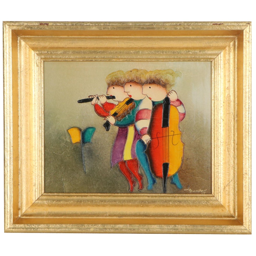 J. Roybal Oil Painting of Musicians