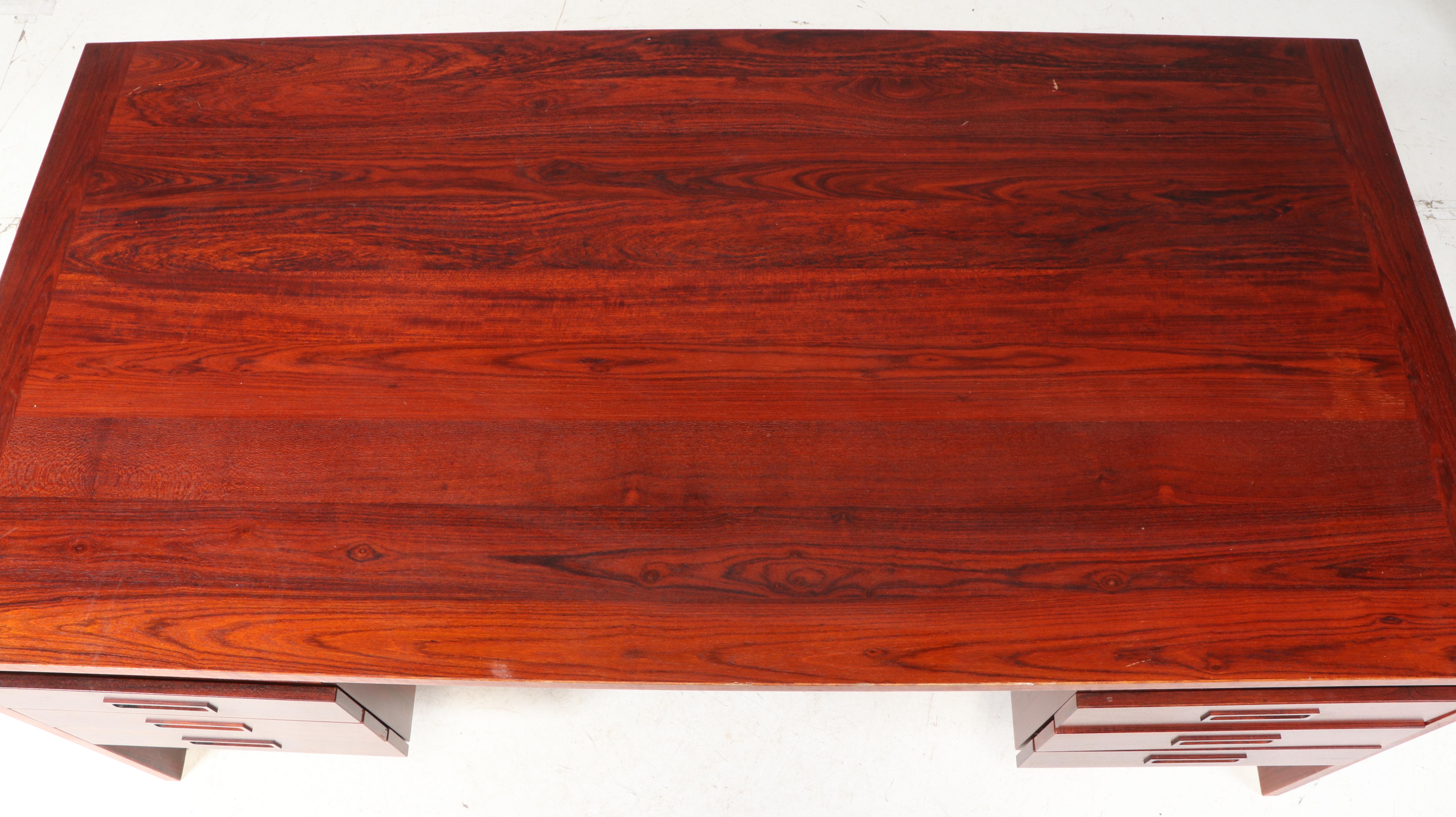 Danish Modern Hardwood Pedestal Desk, Mid-20th Century