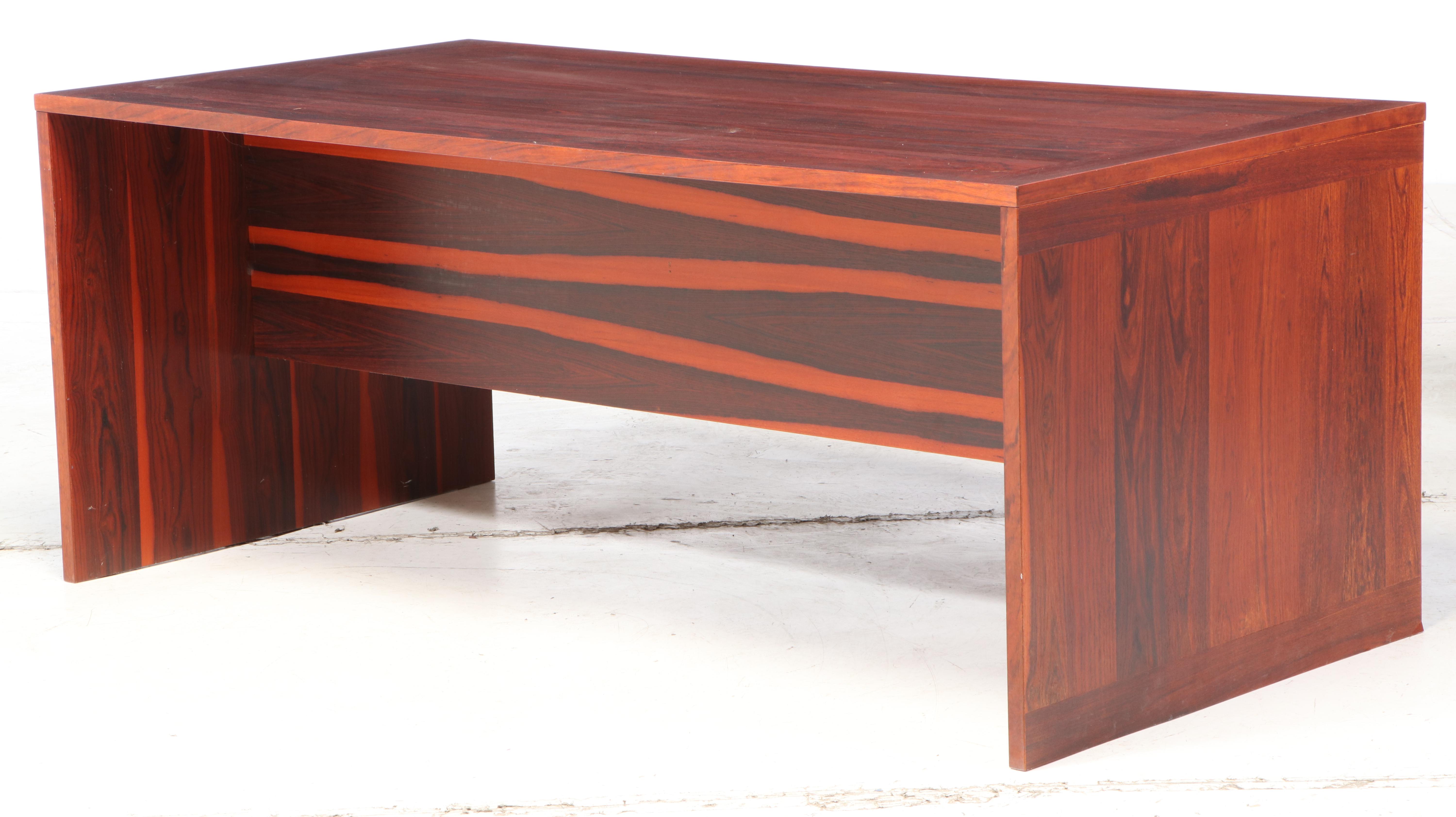 Danish Modern Hardwood Pedestal Desk, Mid-20th Century