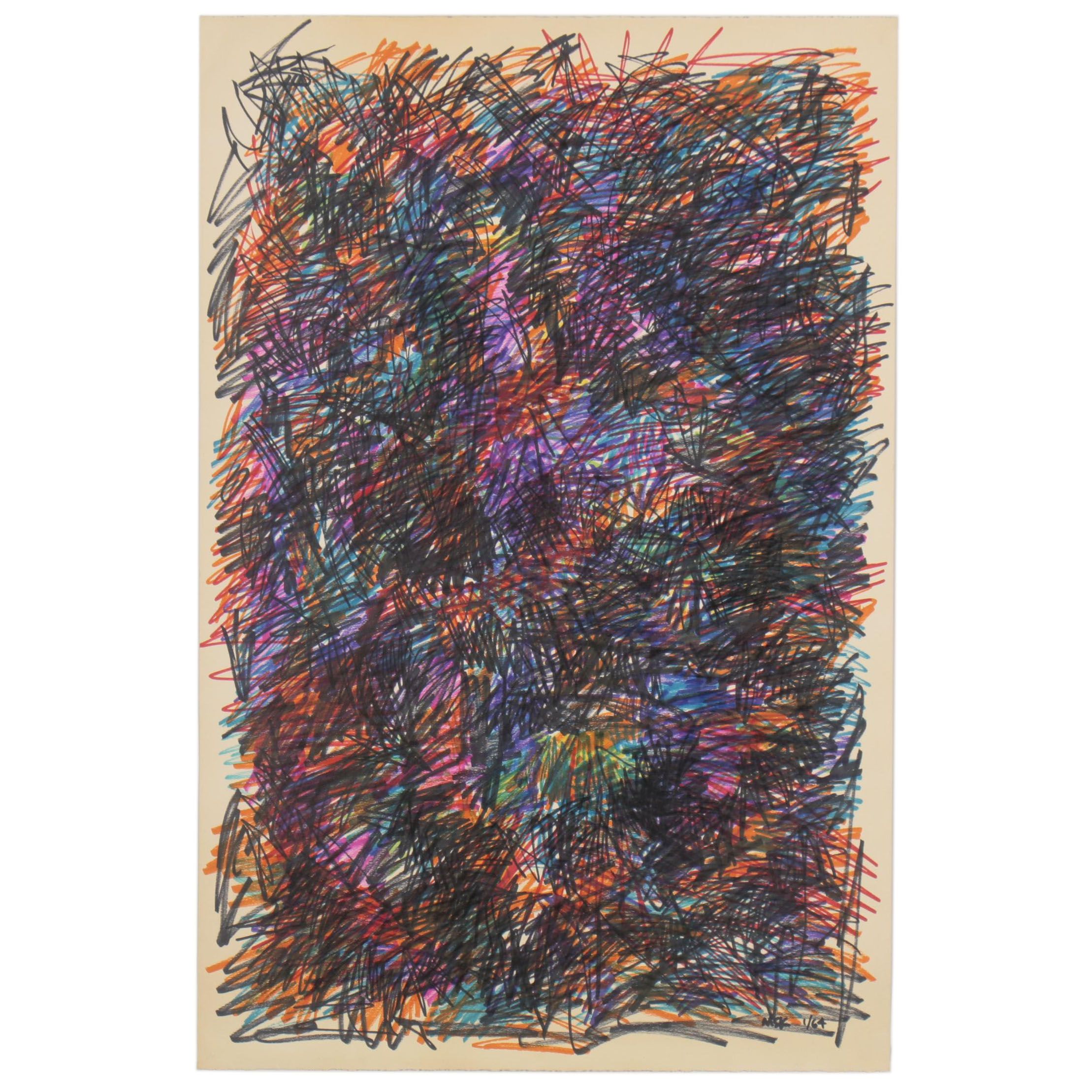 Marjorie Shaw Kubach Abstract Ink Drawing, 1964