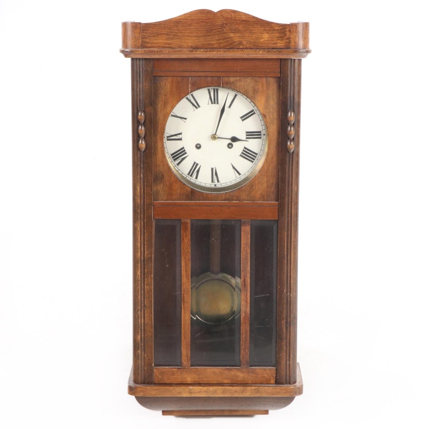 Junghans Art Deco Walnut Regulator Wall Clock, Early to Mid 20th Century