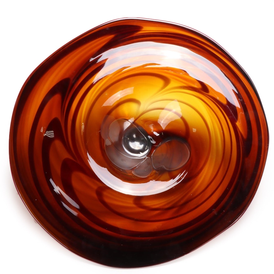 Blown Art Glass Disk Shaped Wall Decor, 21st Century