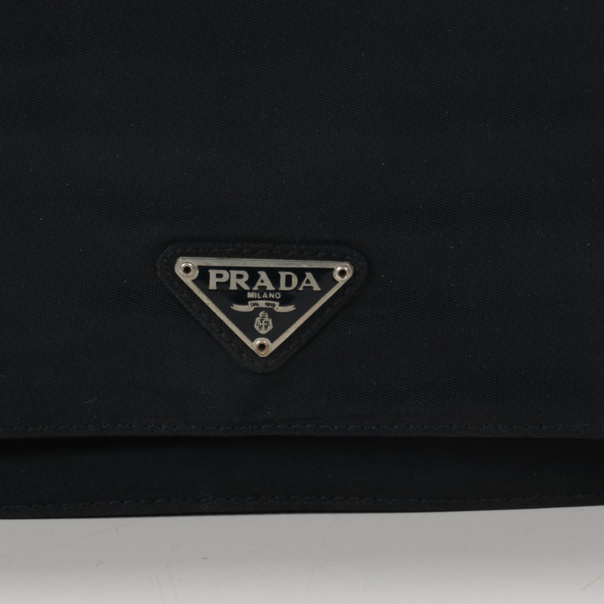 Prada Flap Front Shoulder Bag in Midnight Tessuto Nylon