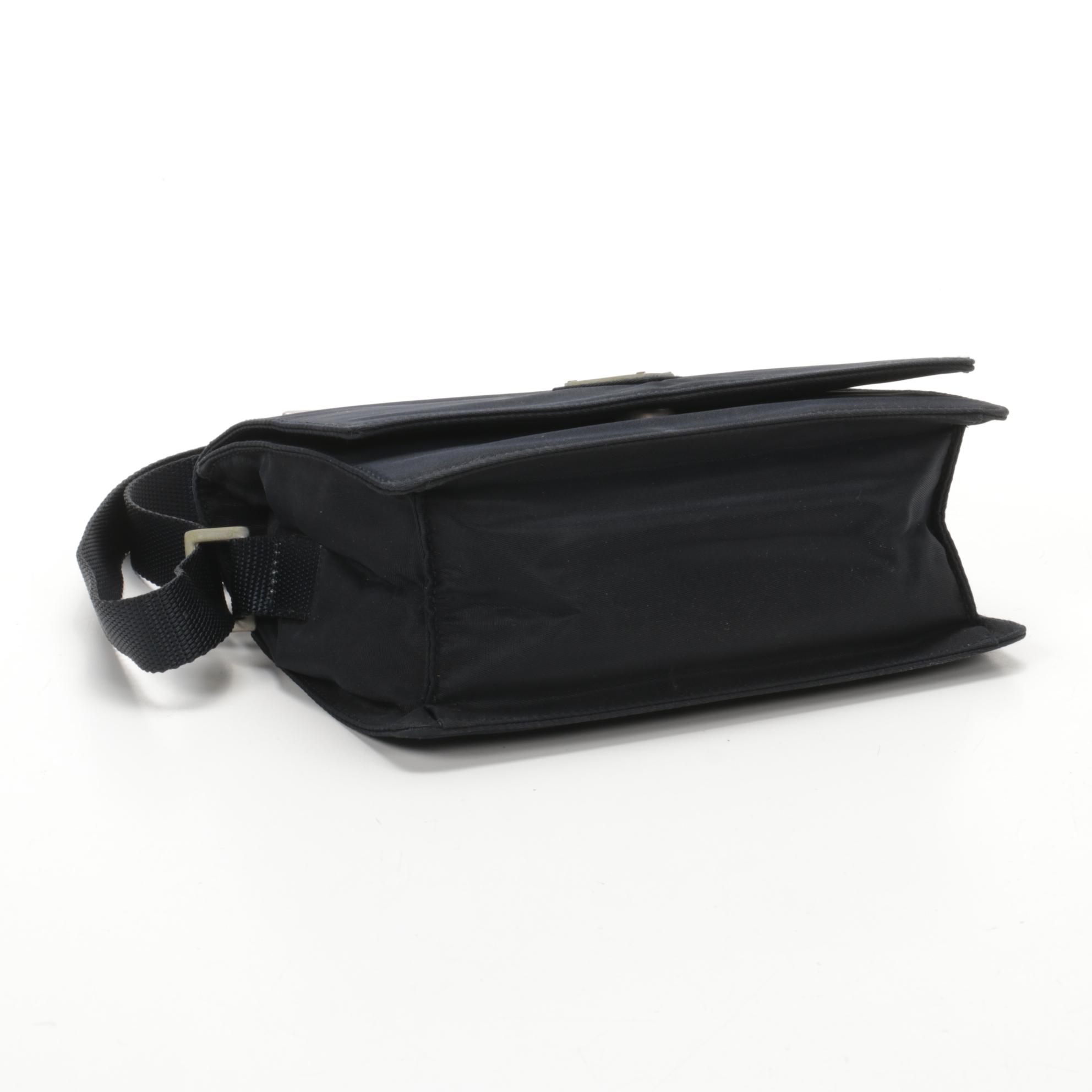 Prada Flap Front Shoulder Bag in Midnight Tessuto Nylon